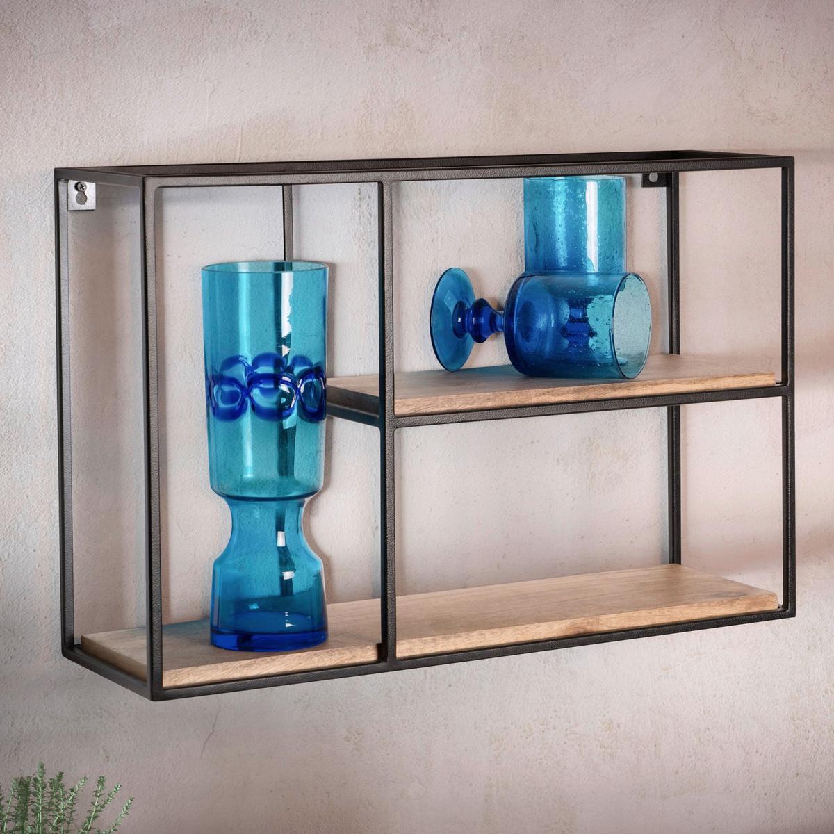 Stenski Regal Wl6.748 - črna, Design, kovina/les (60/40/18cm) - MID.YOU