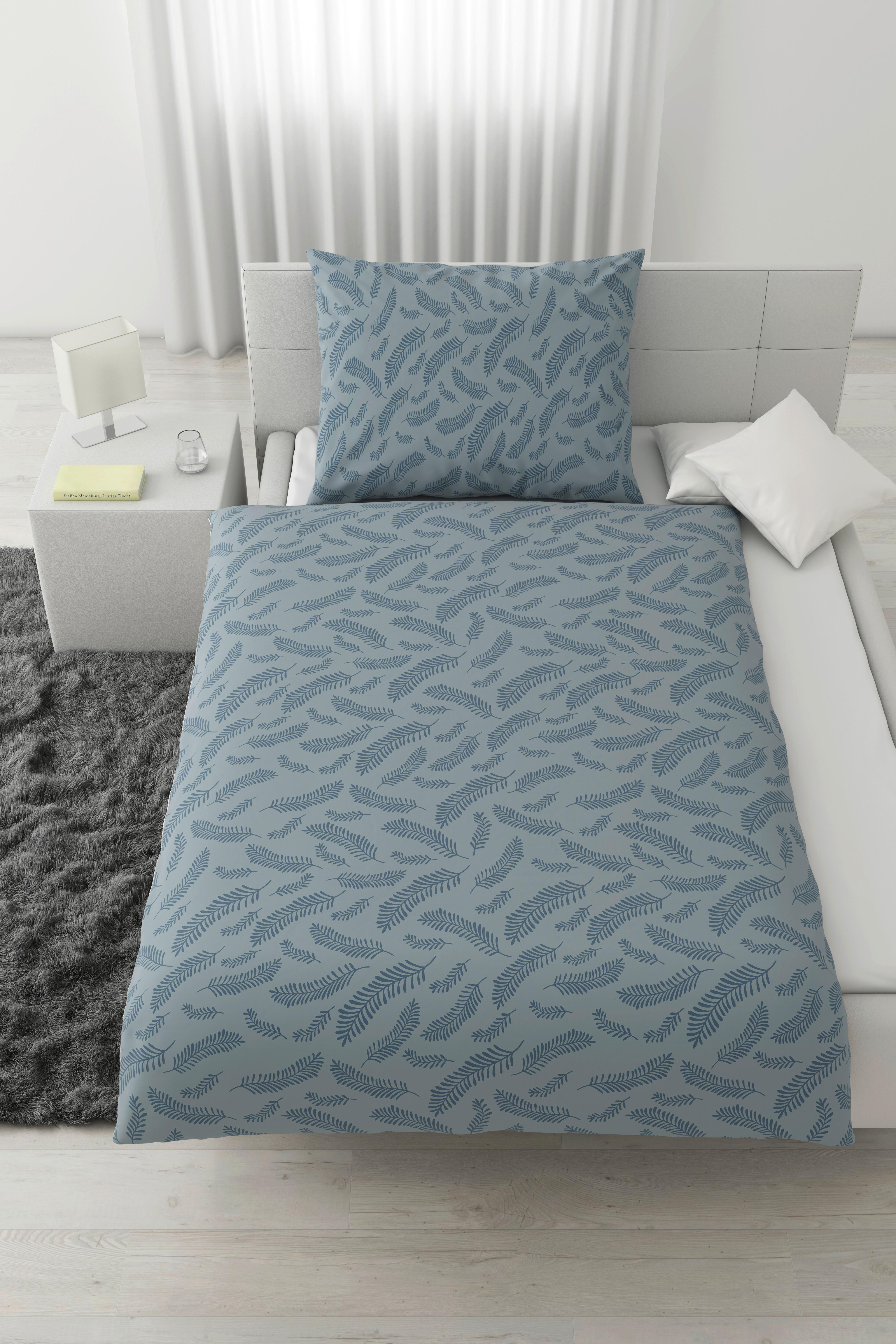 Lenjerie de pat Ferns,cca. 140x200/50x70 cm - albastru, Modern, textil (140/200cm) - Mömax