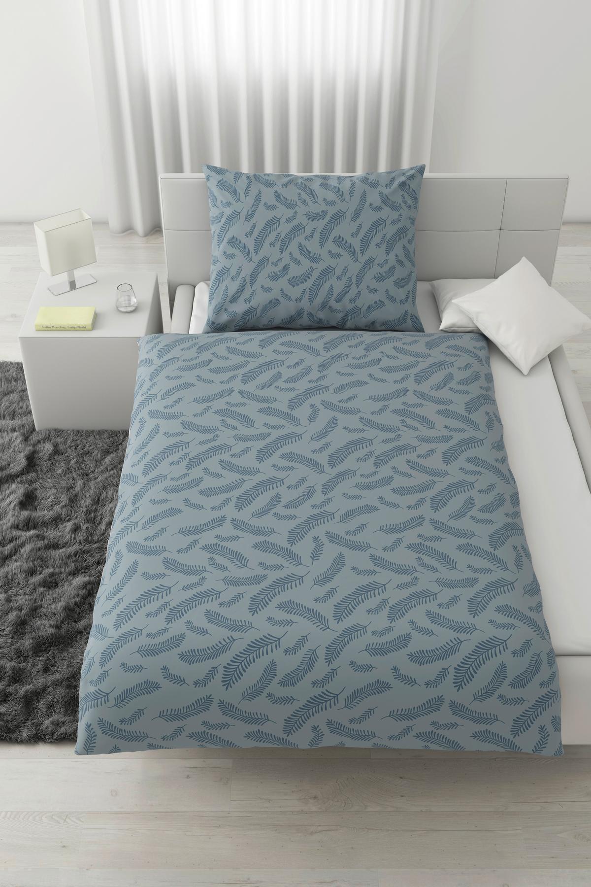 Lenjerie de pat Ferns,cca. 140x200/50x70 cm - albastru, Modern, textil (140/200cm) - Mömax