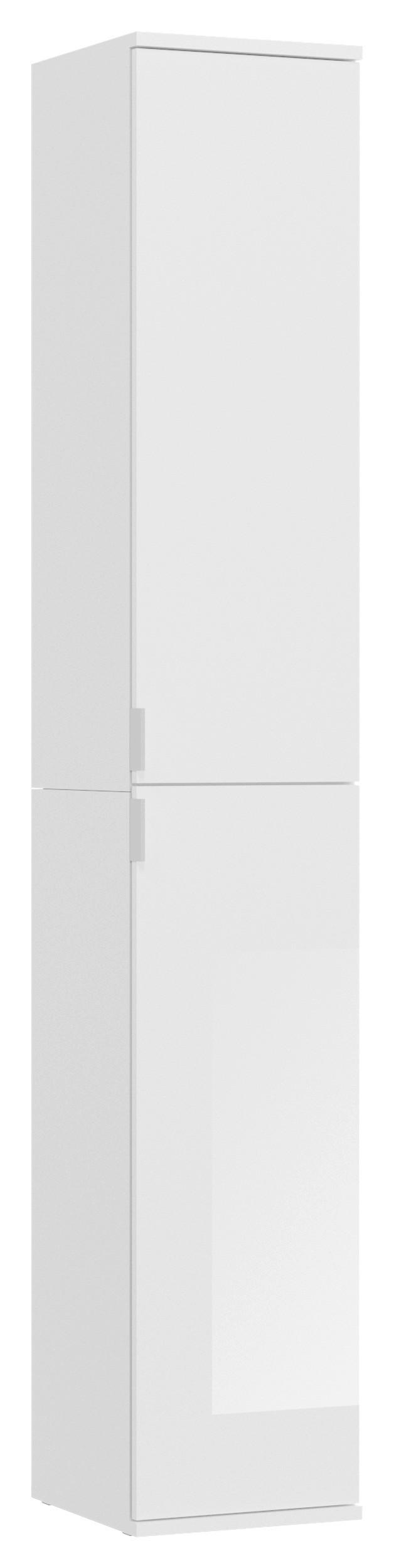 Mehrzweckschrank Projekt X ca. 32,5x193 cm Weiß - Chromfarben/Weiß Hochglanz, MODERN, Holzwerkstoff/Metall (32,5/193/37cm) - MID.YOU