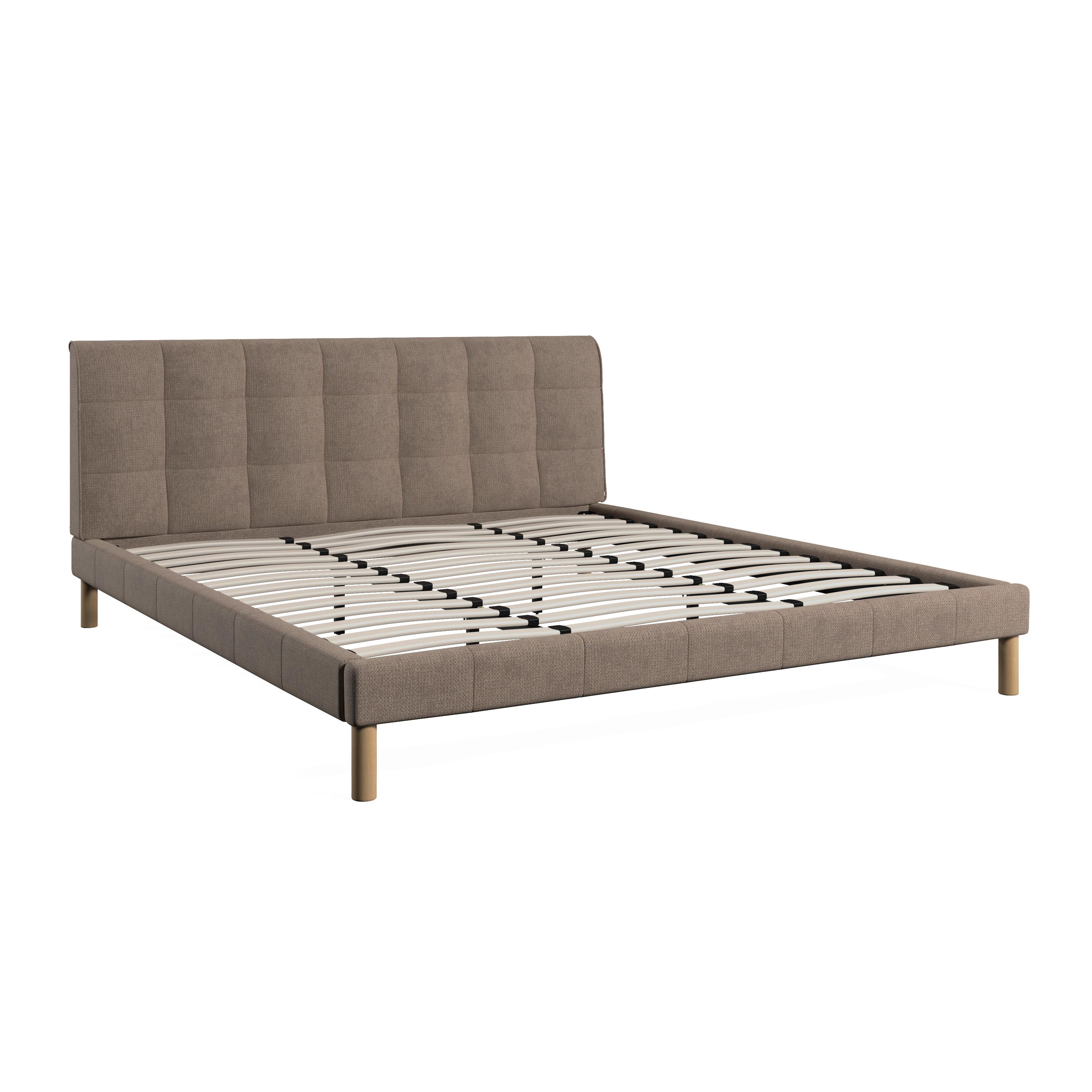 Pat tapițat grej Mara cca 180X200 grej - grej/culoare natur, Modern, lemn/metal (180/200cm) - Bessagi Home