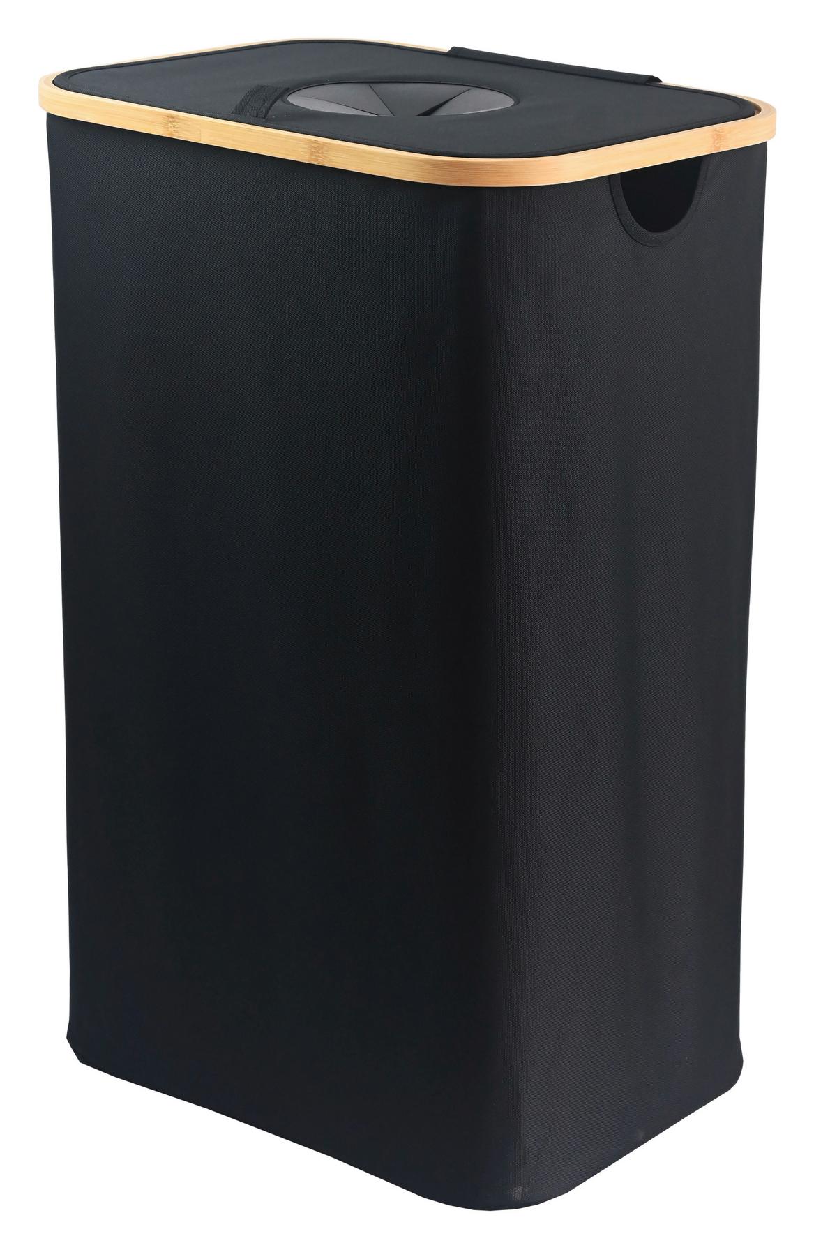 Palackgyűjtő Kosár Pet - fekete, Konventionell, bőr/karton (44/70cm) - Mömax