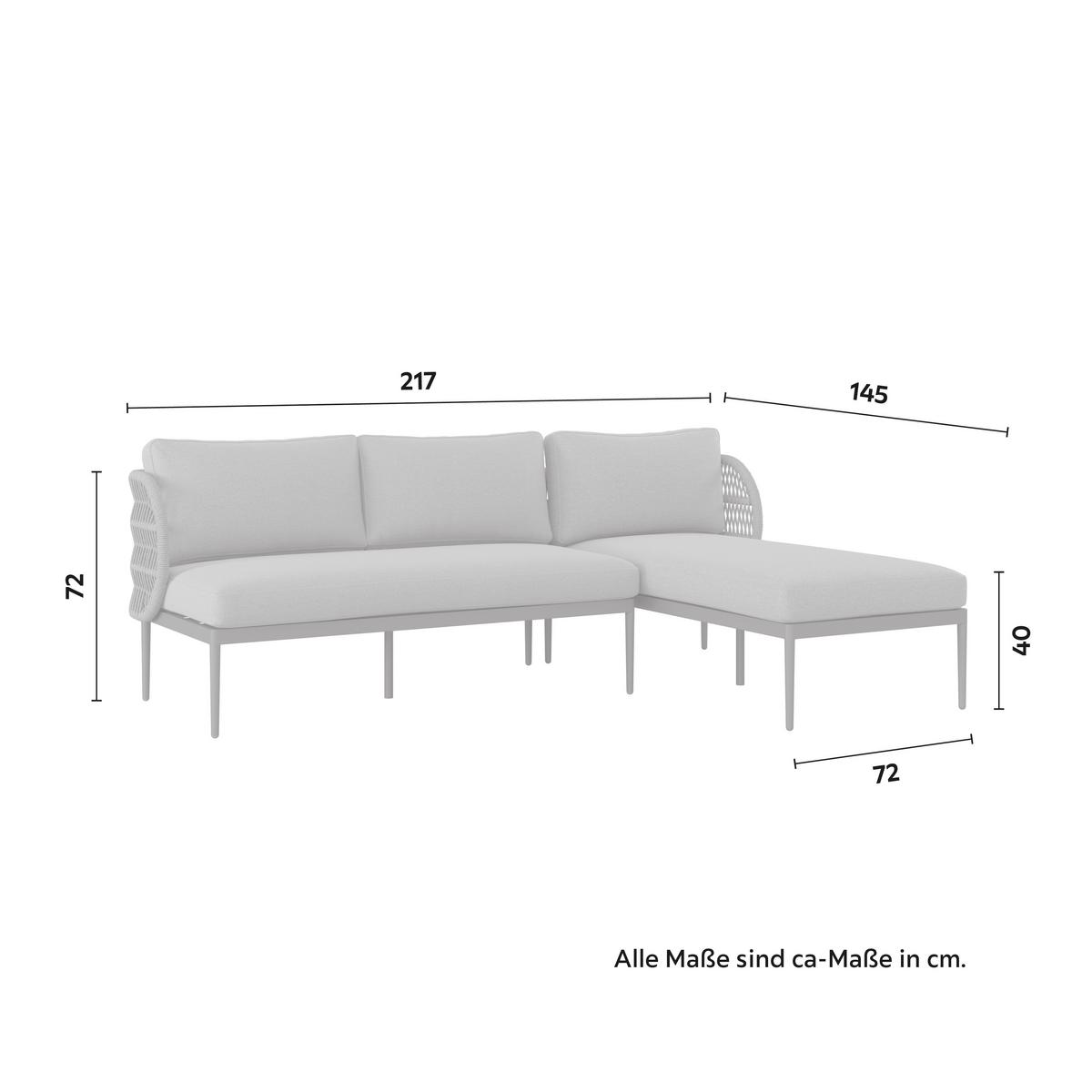 Loungegarnitur Noel Grau Aluminium, 4-teilig - Taupe/Naturfarben, MODERN, Glas/Kunststoff (217/145/72cm) - Mömax