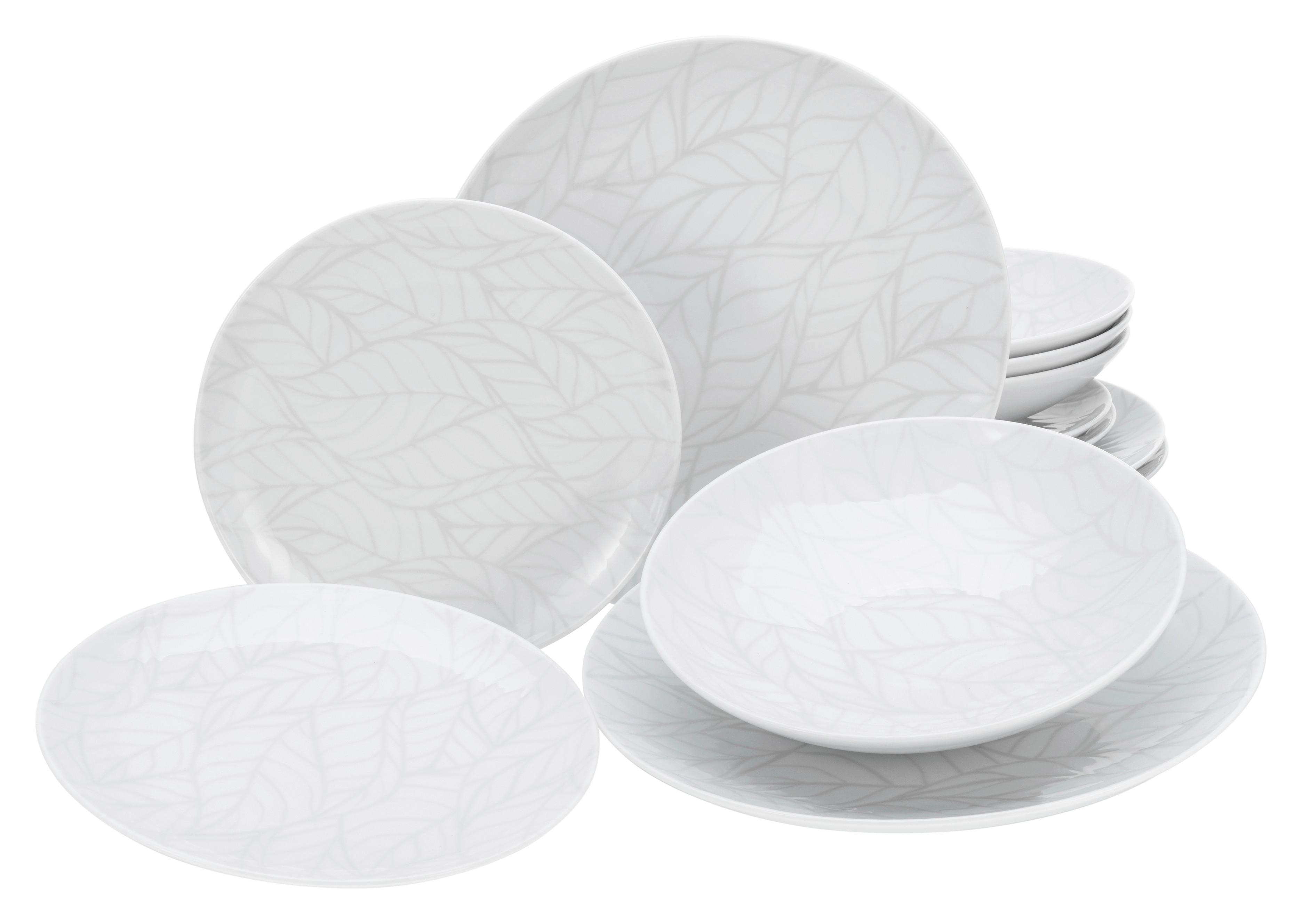 Jedilni Servis Home Blätter, 12-Delni - bela/večbarvno, Basics, keramika - Creatable