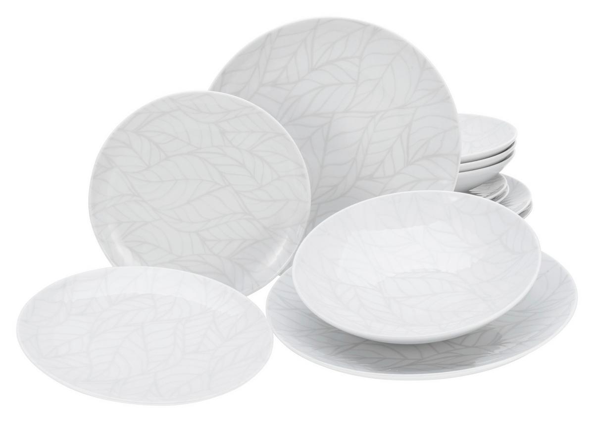 Jedilni Servis Home Blätter, 12-Delni - bela/večbarvno, Basics, keramika - Creatable