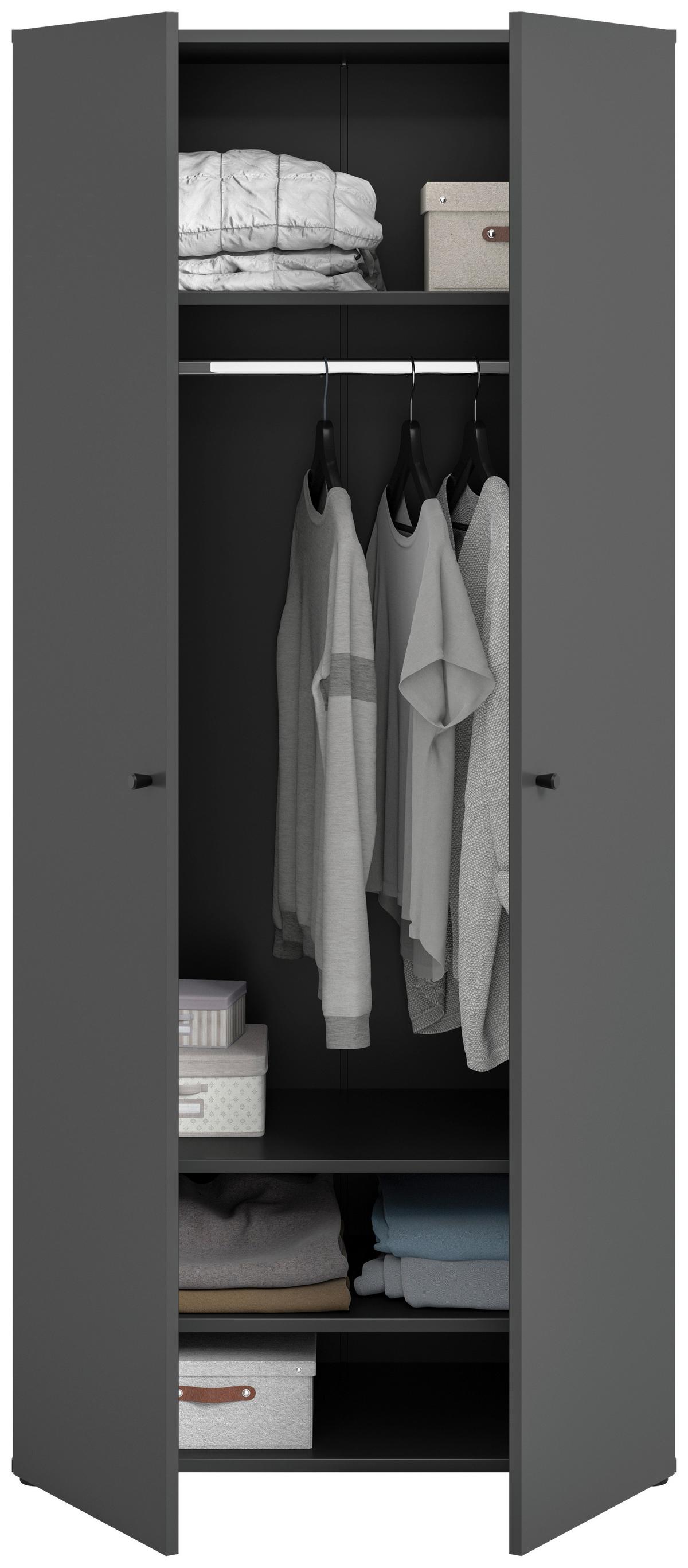 Drehtürenschrank DARWIN ca.80x176x51cm Anthrazit - Anthrazit/Schwarz, MODERN, Holzwerkstoff/Kunststoff (80/176/51cm) - MID.YOU