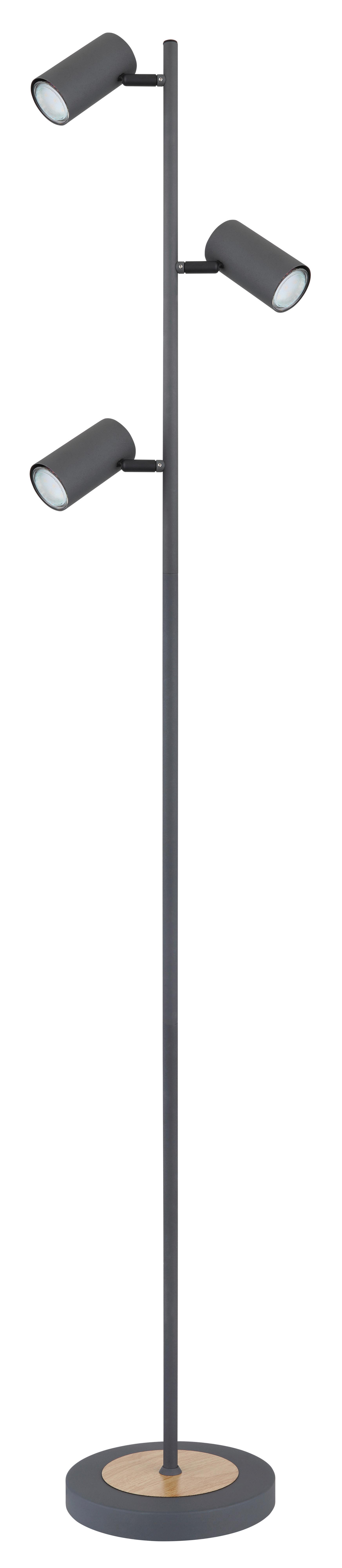 Stehleuchte Robby max. 5 Watt - Graphitfarben/Naturfarben, Design, Metall (25/23/154cm) - Globo
