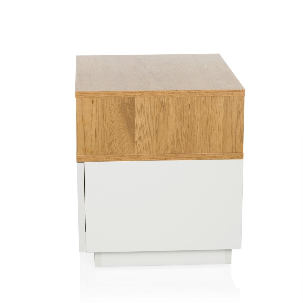 Mizica Melmo, Bela, Barva Hrasta - barve hrasta/bela, Moderno, umetna masa/leseni material (50/45/40cm) - MID.YOU