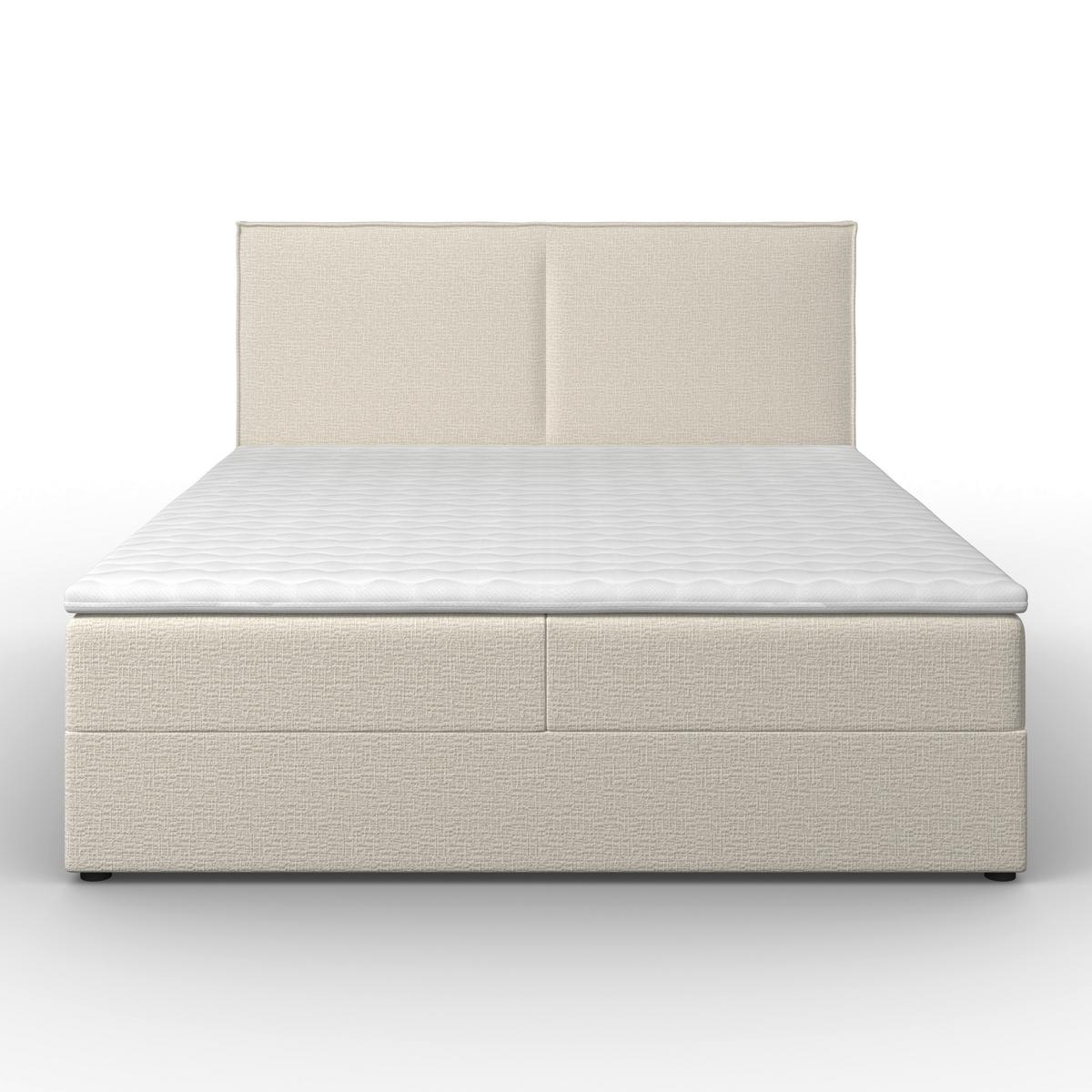 Boxbett Imola ca. 140x200 cm Creme inkl. Topper - Creme/Schwarz, MODERN, Holz/Kunststoff (140/200cm) - Bessagi Home