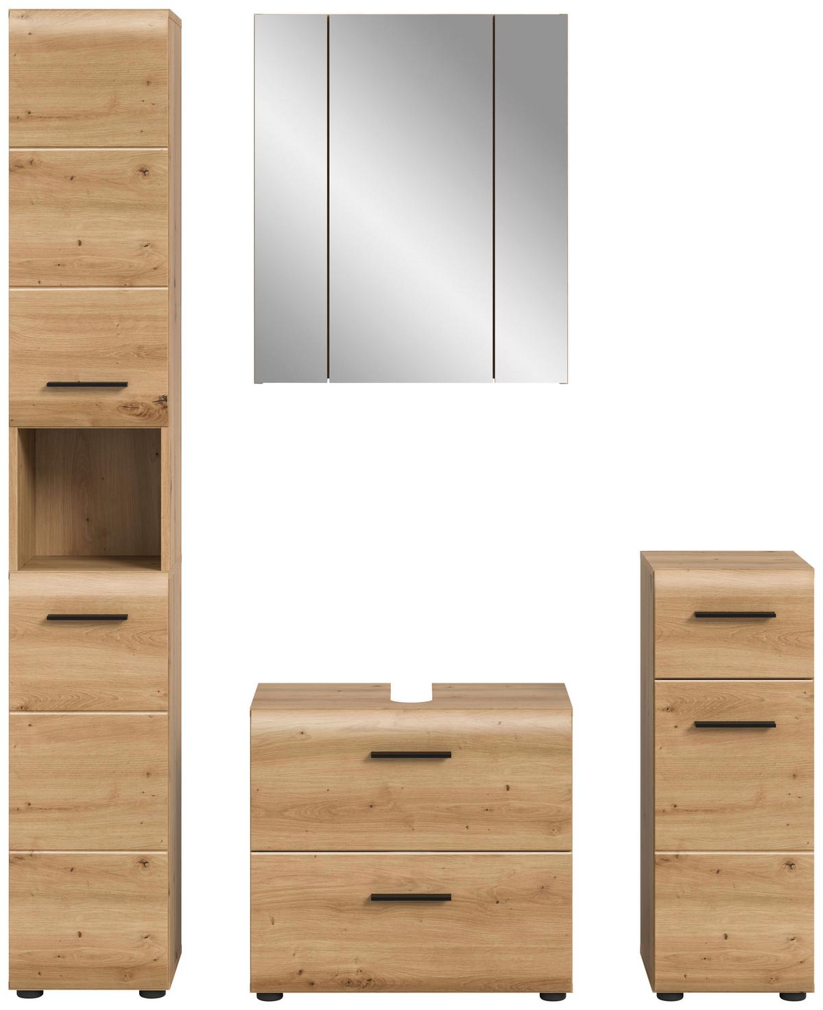 BADEZIMMER ICE - Schwarz/Eiche Artisan, Basics, Holzwerkstoff/Kunststoff (120cm) - MID.YOU