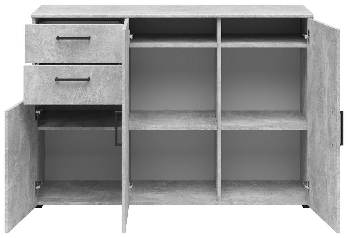 Kommode Multistauraum Betonoptik - Anthrazit/Schwarz, MODERN, Holzwerkstoff/Kunststoff (120/83/40cm) - Mömax