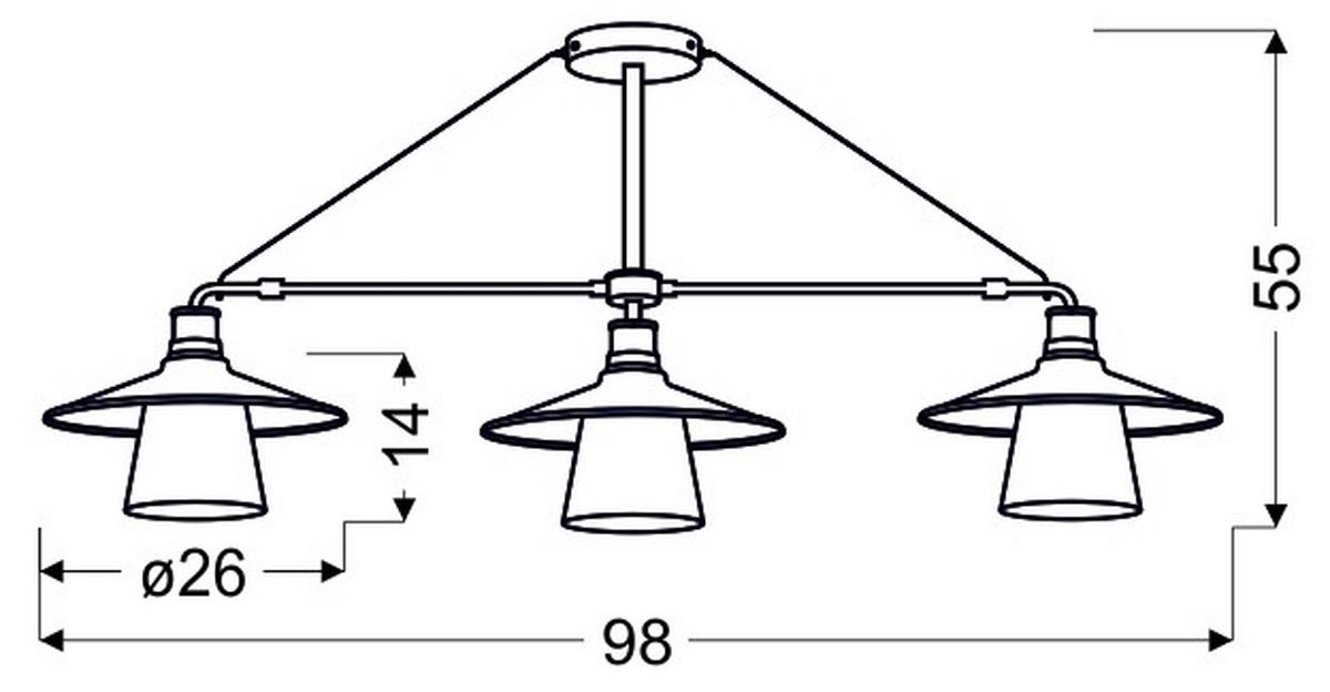 Viseća Svjetiljka Loft - crna, Design, metal (98/26/55cm)