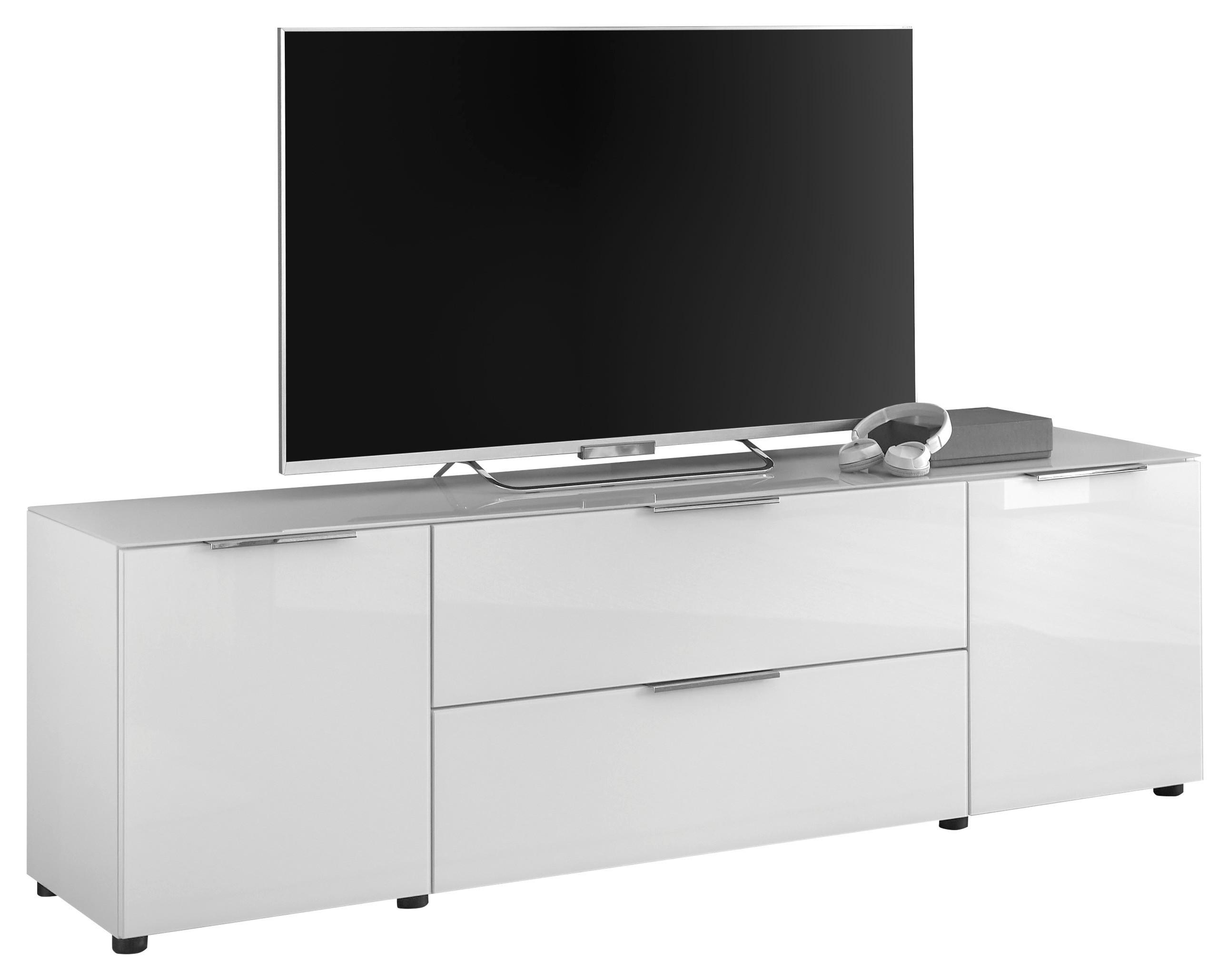 Lowboard Siena Weiß - Chromfarben/Schwarz, MODERN, Glas/Holzwerkstoff (180/55/40cm) - Mömax