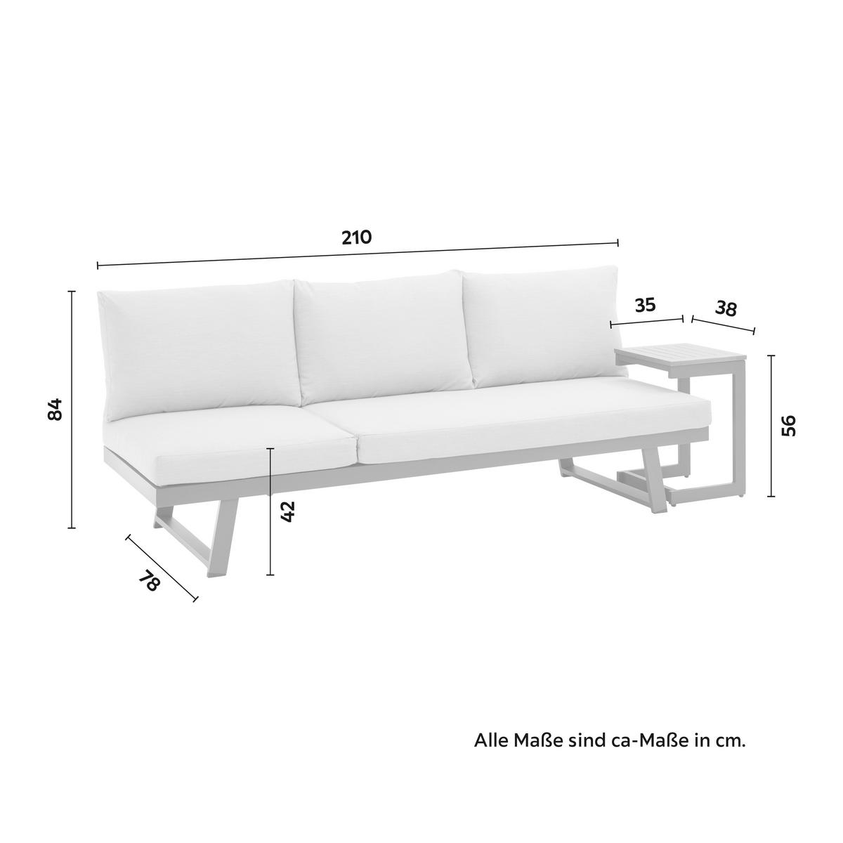Vrtni Ležalnik / Klop Loan, Svetlo Siva, Z Mizico - temno siva/siva, Moderno, kovina/tekstil (210/84/78cm) - Bessagi Garden