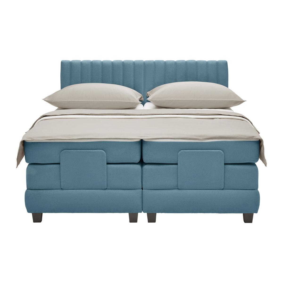 Boxspringbett Dixon Dunkelblau ca. 180x200cm - Schwarz/Dunkelblau, Konventionell, Holz/Holzwerkstoff (180/200cm) - Premium Living