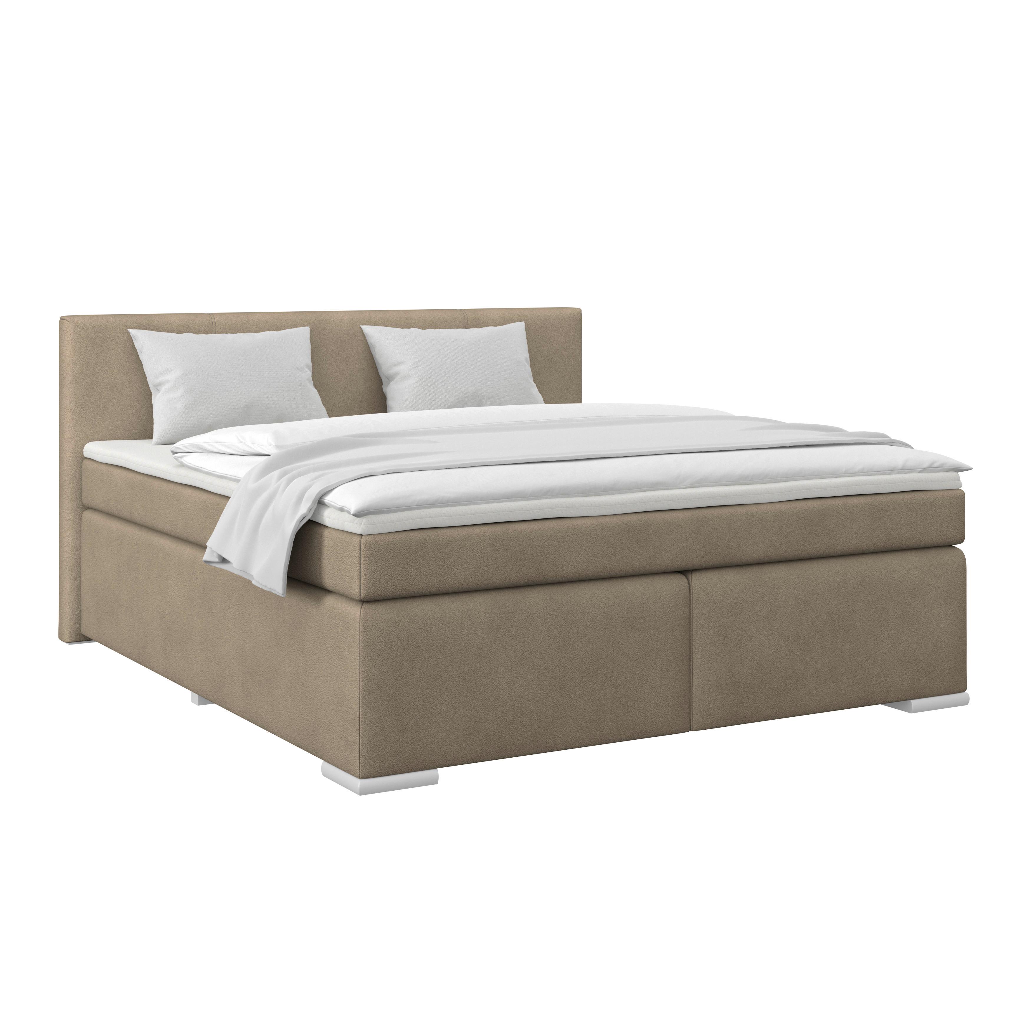 Boxspring Krevet Mira 1 - taupe, Basics, metal/tekstil (180/200cm)