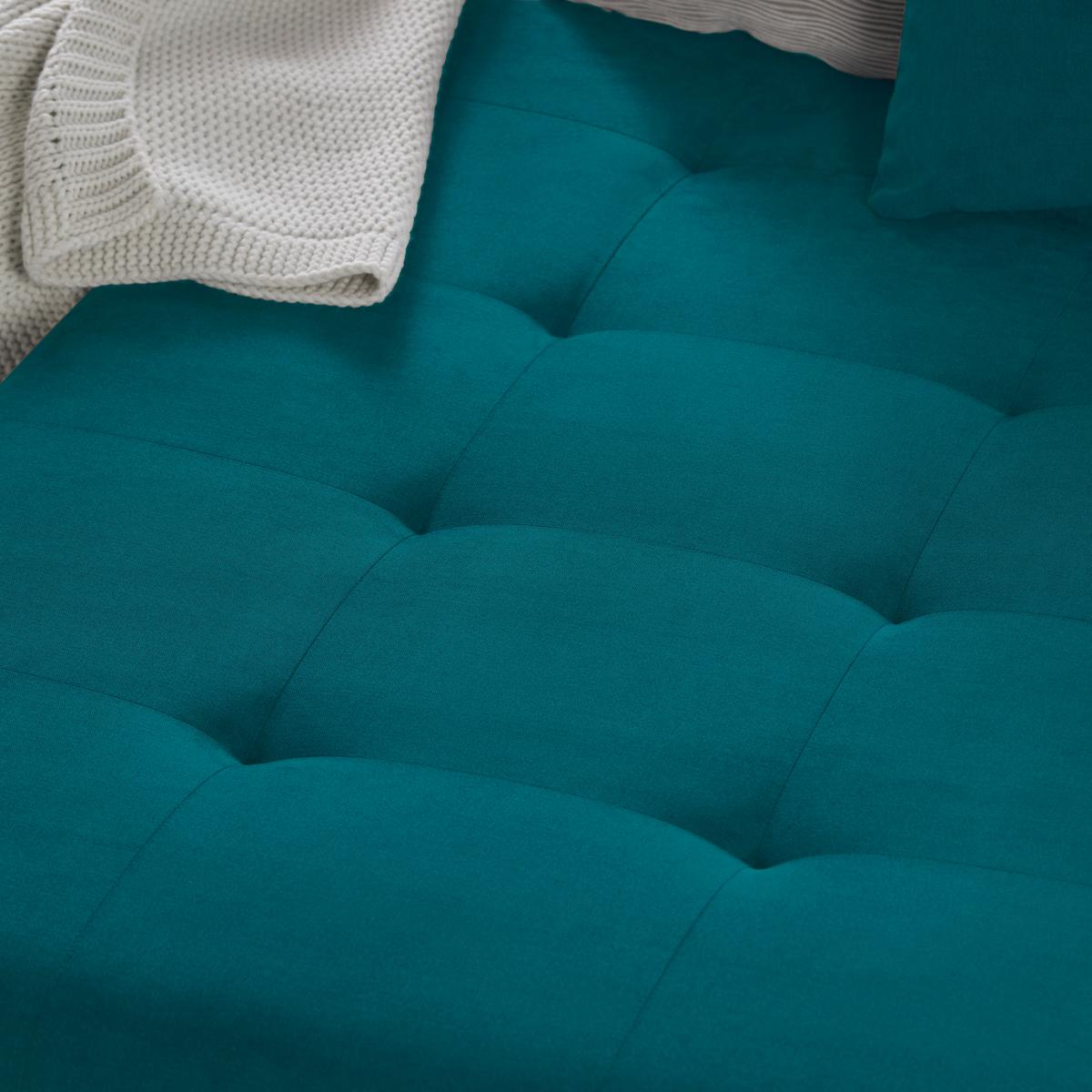 Wohnlandschaft Enrico Petrol - Chromfarben/Petrol, KONVENTIONELL, Kunststoff/Textil (303/88/185cm) - Mömax