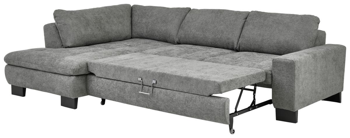 Ecksofa Lando Grau - gris/noir, Modern, textile/métal (197/84/289cm) - Premium Living
