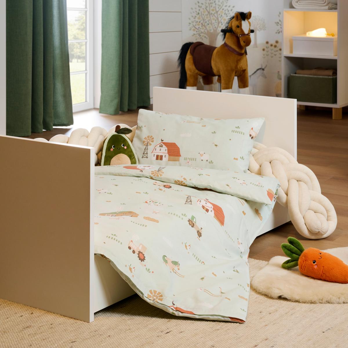 POŚCIEL NIEMOWLĘCA BAUERNHOF - zielony, Basics, tkanina (100/135cm) - Avelia