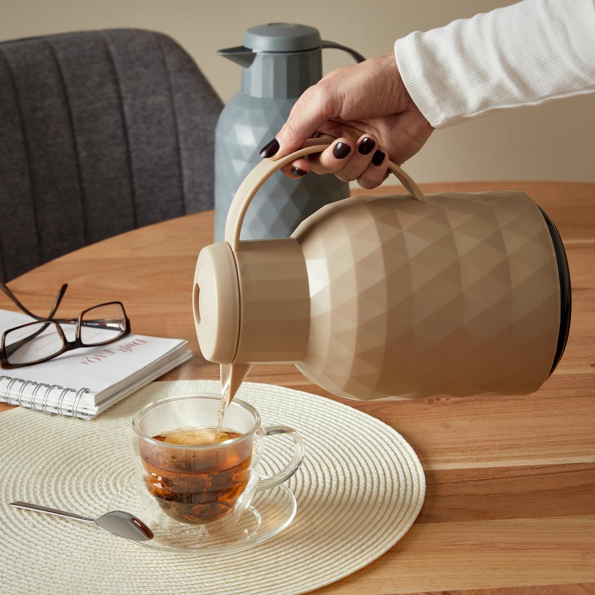 Isolierkanne Betty Hellgrau ca. 1l - Hellgrau, MODERN, Glas/Kunststoff (12/24,5cm) - Mömax