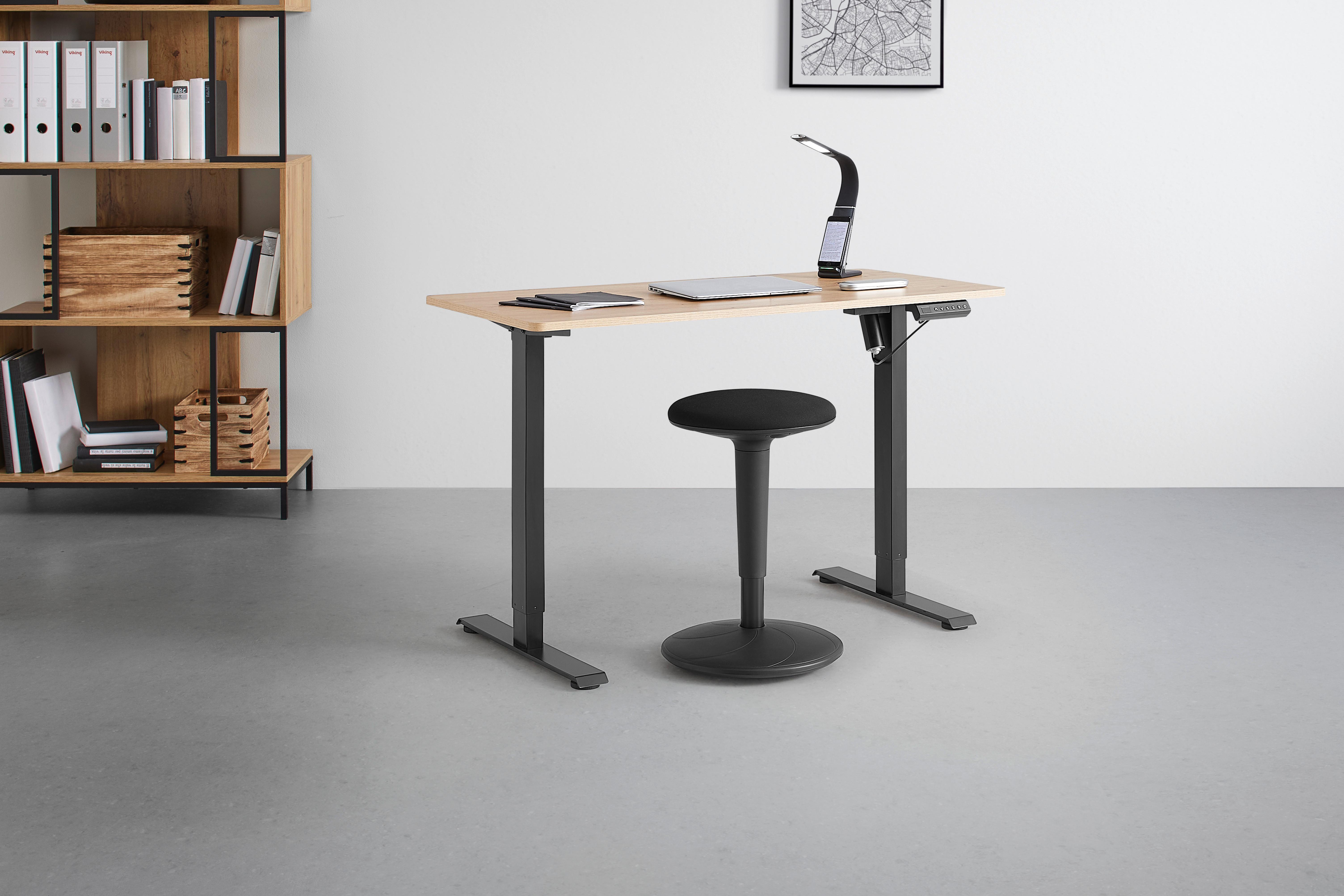 SKRIVBORD EMIL II - svart/ek Artisan, Modern, metall/trämaterial (120/72-118/60cm) - Mömax