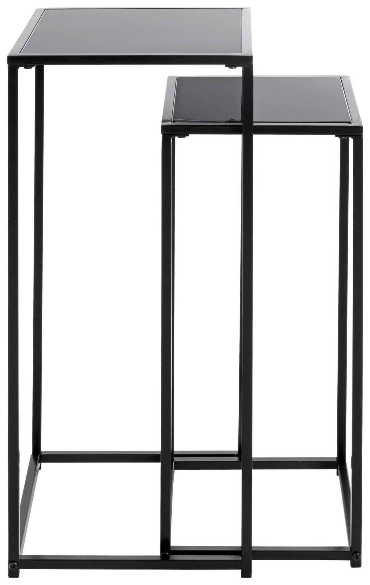 ZESTAW STOLIKÓW NA KWIATY SUNDERLAND - czarny, Design, metal/szkło (25-30/25-30/60-70cm)