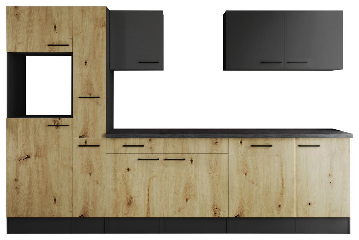 Kuhinjski Blok Brez Aparatov Oliver, 310cm - siva/črna, Design, kovina/leseni material (310cm) - Respekta