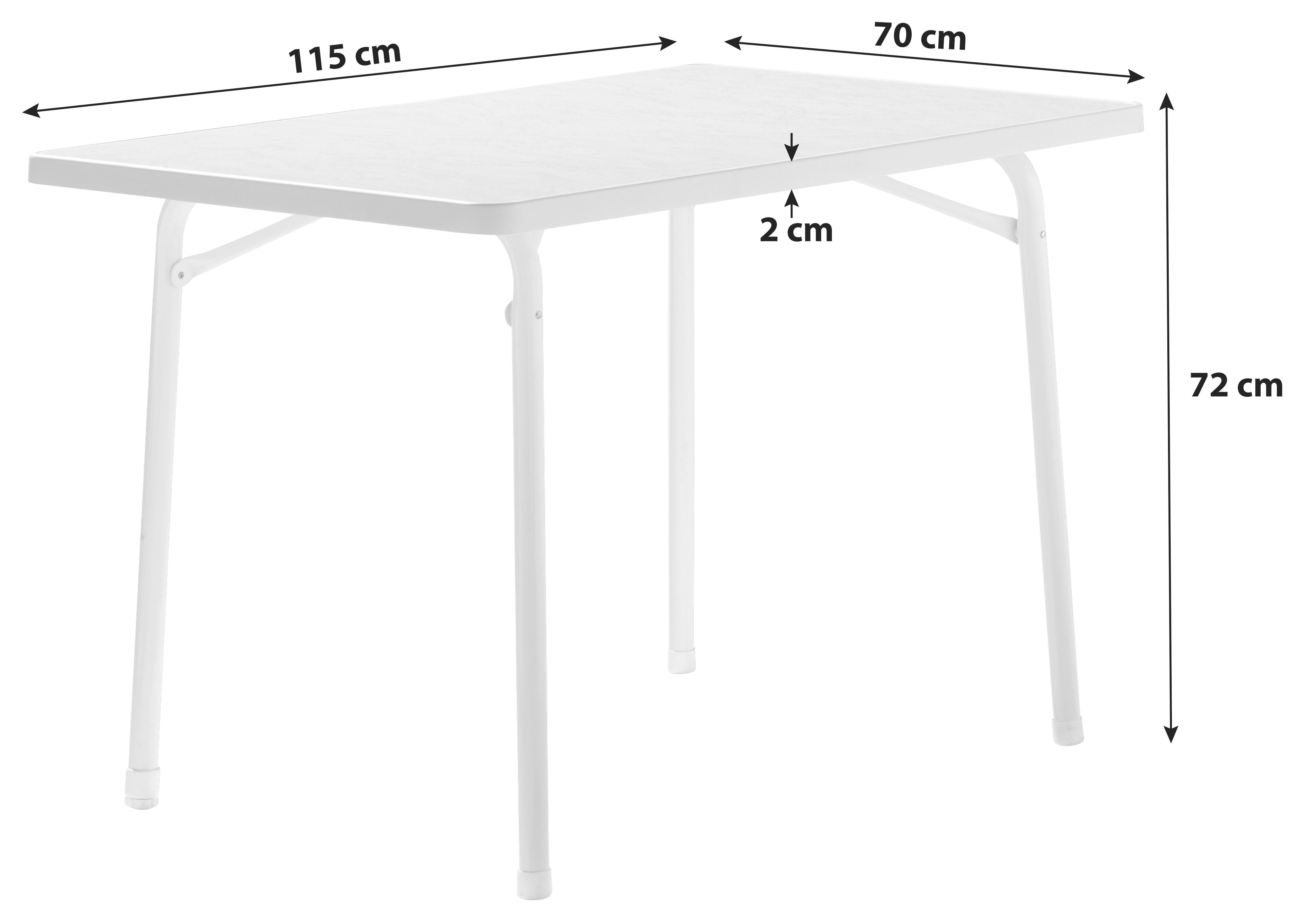 Gartentisch Weiß wetterfest Tischplatte aus mecalit®-PRO - Weiß, MODERN, Holzwerkstoff/Metall (115/70/72cm) - Sieger