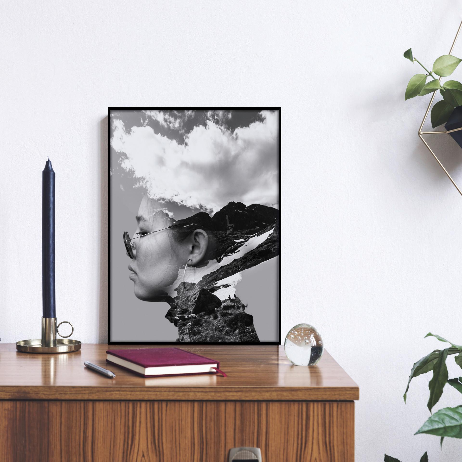 Kép Elena - fekete/fehér, Modern, faalapú anyag/papír (50/70cm) - Modern Living