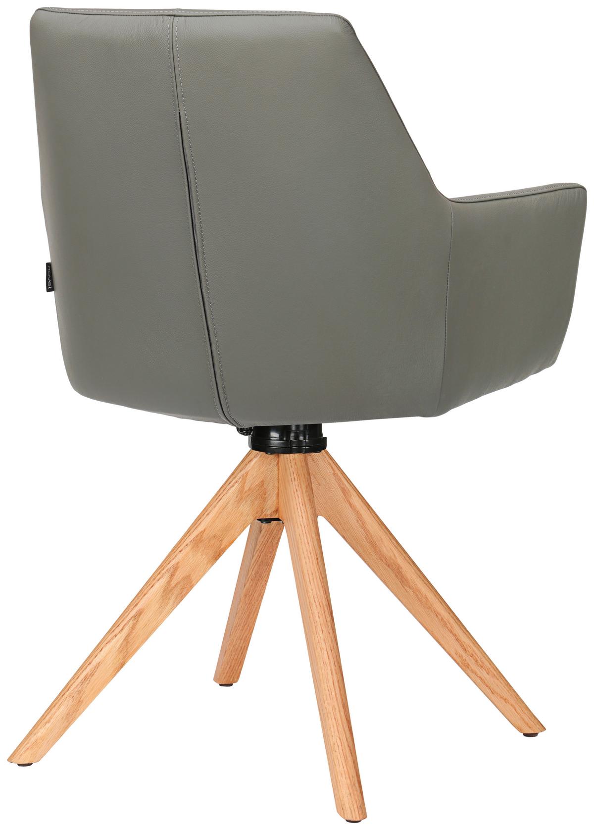 KRZESŁO Z PODŁOKIETNIKAMI MEDUSA - kolor dębowy/antracytowy, Konventionell, skóra/drewno (59,5/87,5/63cm) - Novel