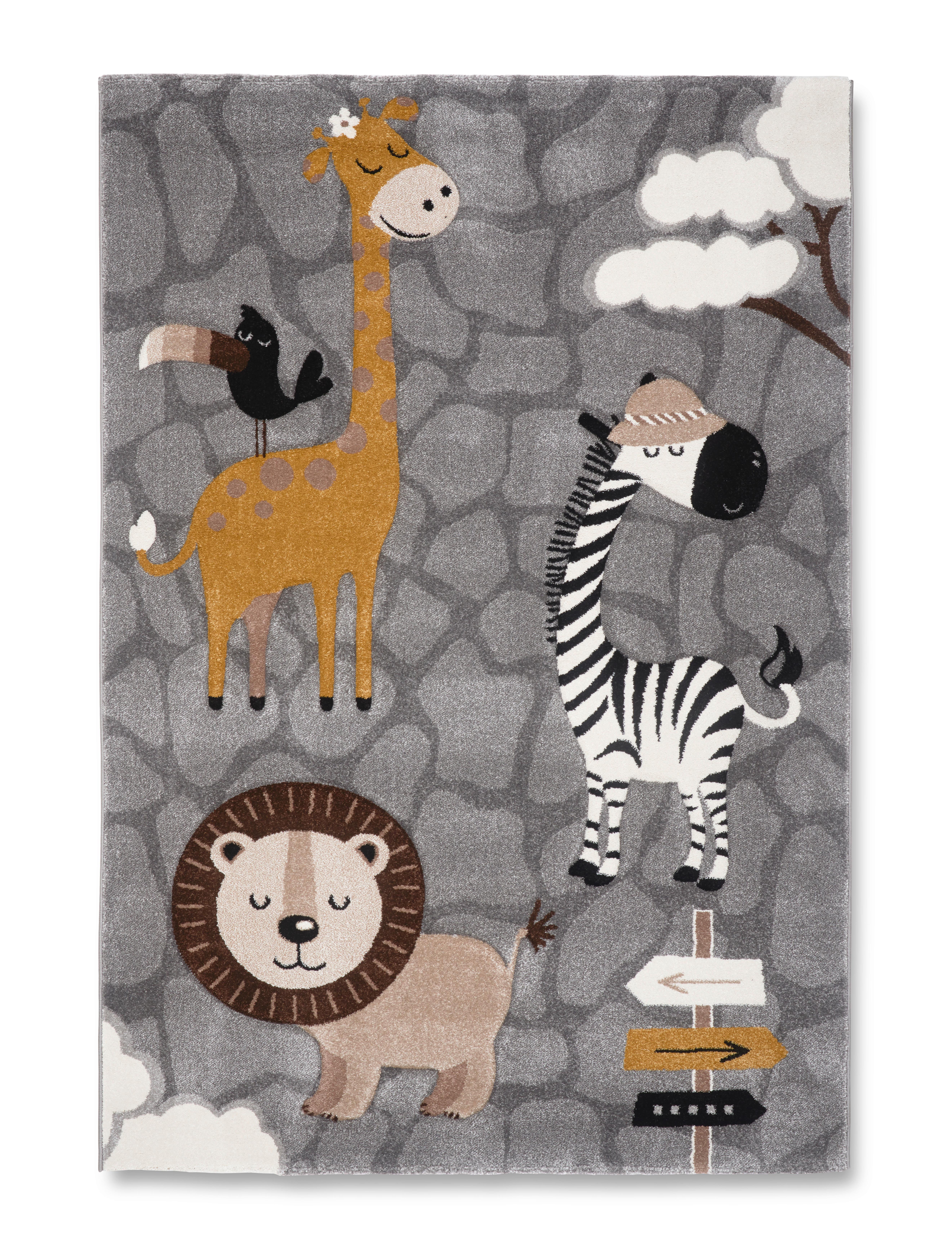 Kinderteppich Zoo in Graun ca. 120x170cm - Grau, KONVENTIONELL, Textil (120/170cm) - Modern Living