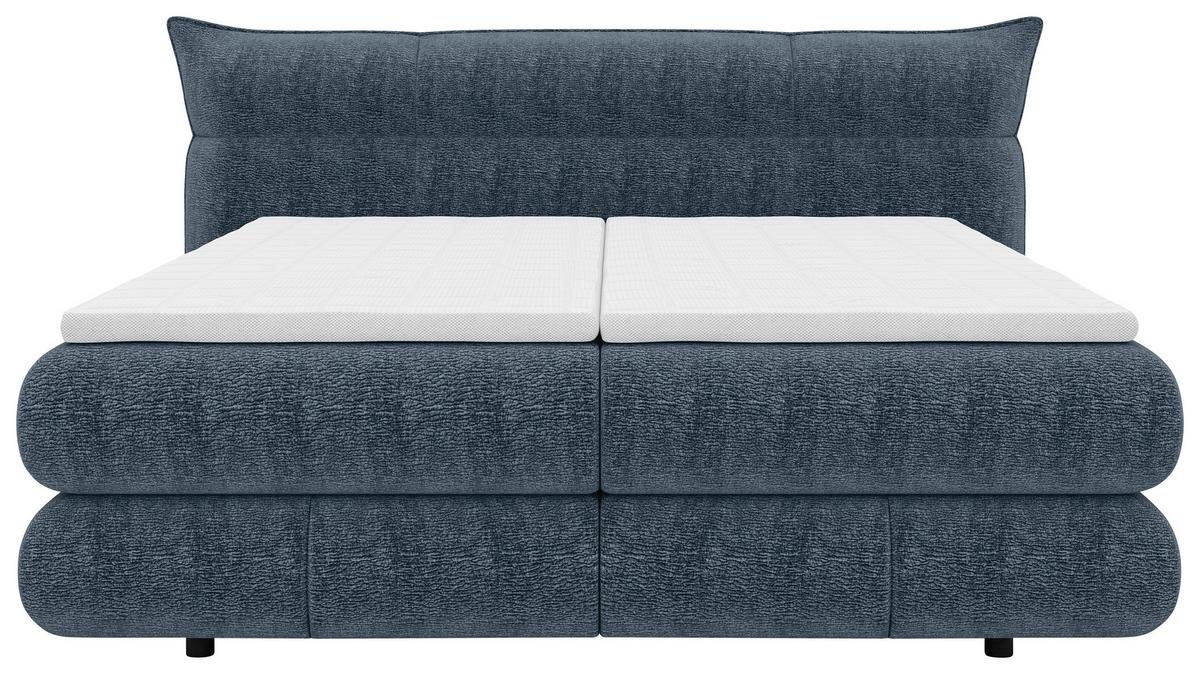 Boxspringbett Auris Graublau ca. 180x200cm - Graublau/Schwarz, KONVENTIONELL, Kunststoff/Textil (180/200cm) - Sembella