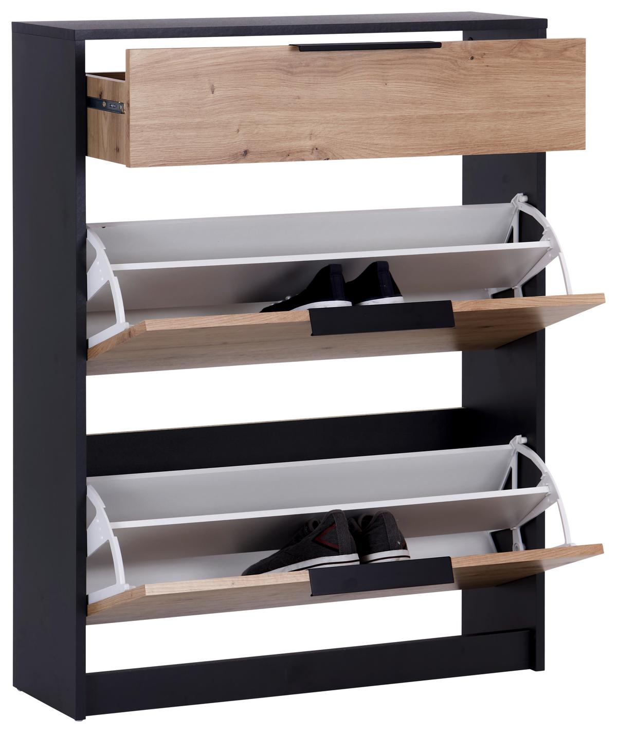 Omara Z Loputami Za Čevlje Anna 02, Antracit, Hrast - črna/barve hrasta, Moderno, kovina/leseni material (79/103,4/25cm) - Mömax