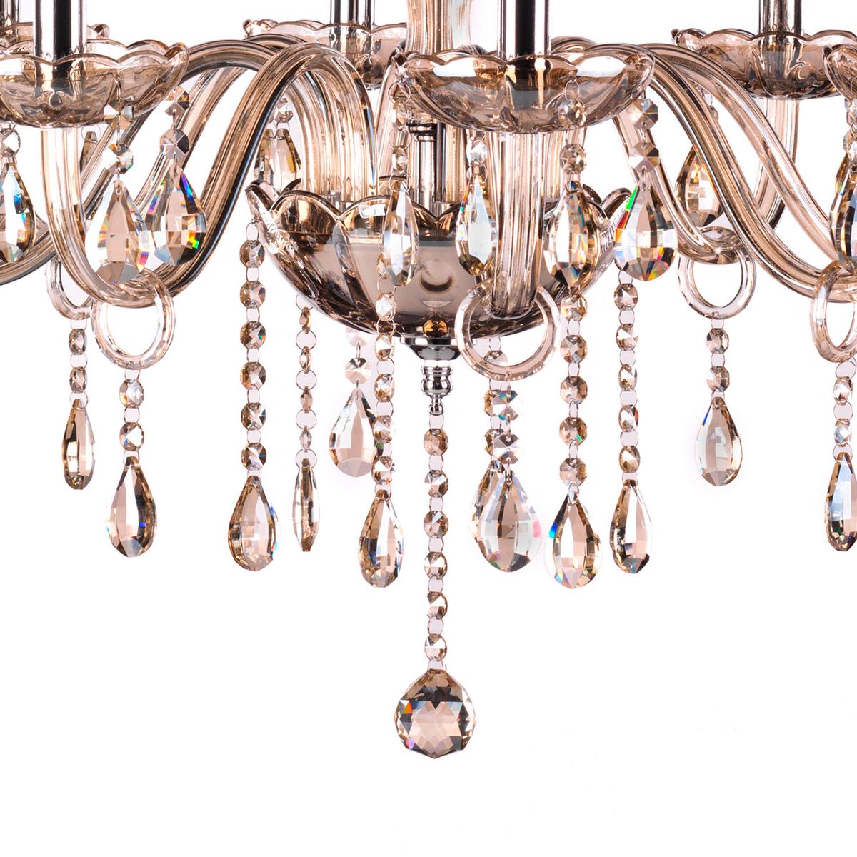 Kristall-Hängeleuchte Linda Bernsteinfarben max. 6 Watt - Bernsteinfarben, KONVENTIONELL, Glas/Metall (70/110cm)