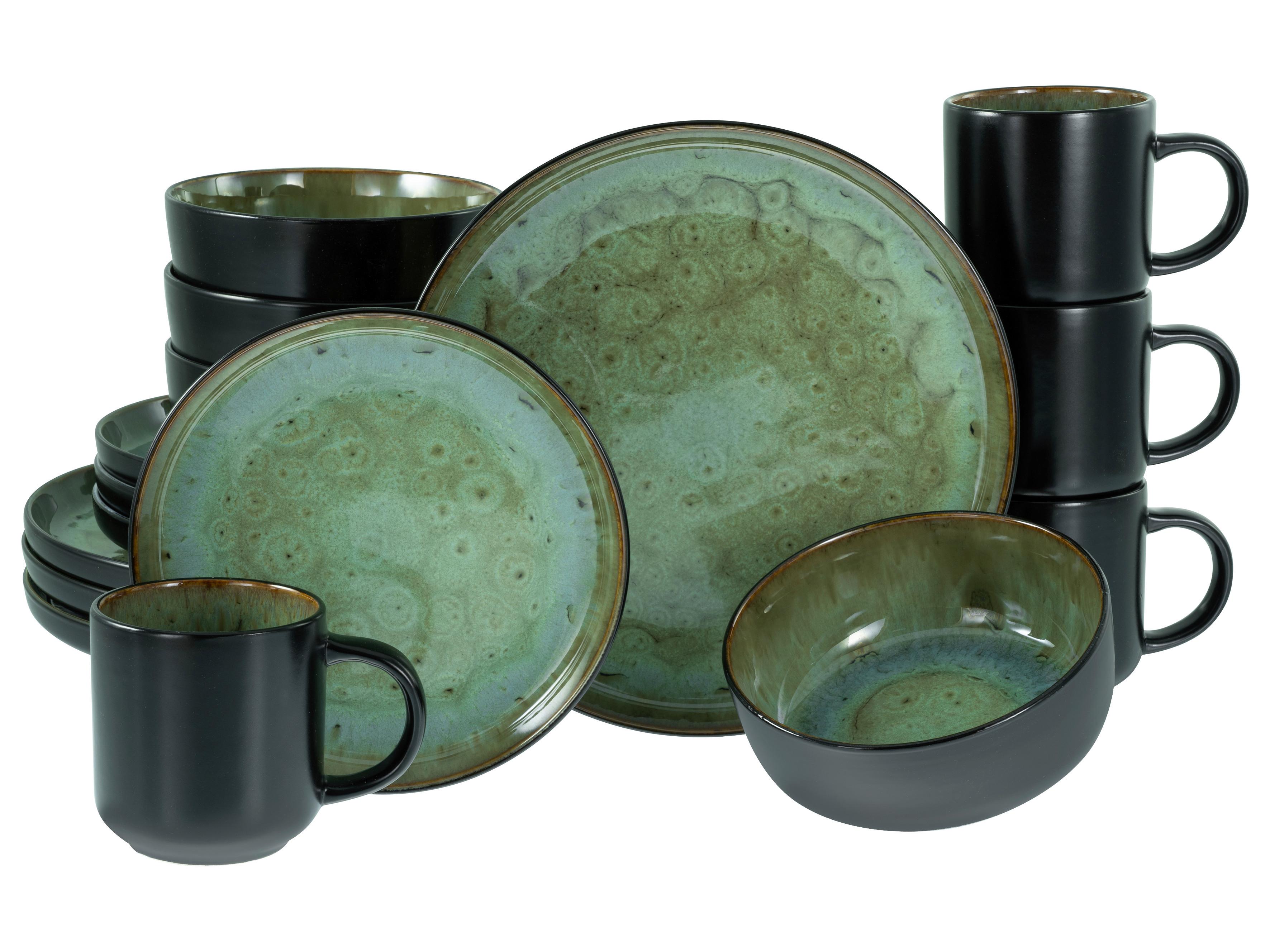 Kombinirani Servis Nordic Fjord Green, 16-Delni - črna/zelena, Basics, keramika - Creatable