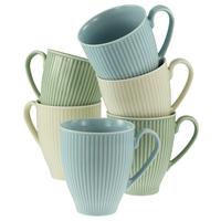 Set Skodelic Valencia, 6-Delni - pastelno modra/krem barve, Basics, keramika - Creatable