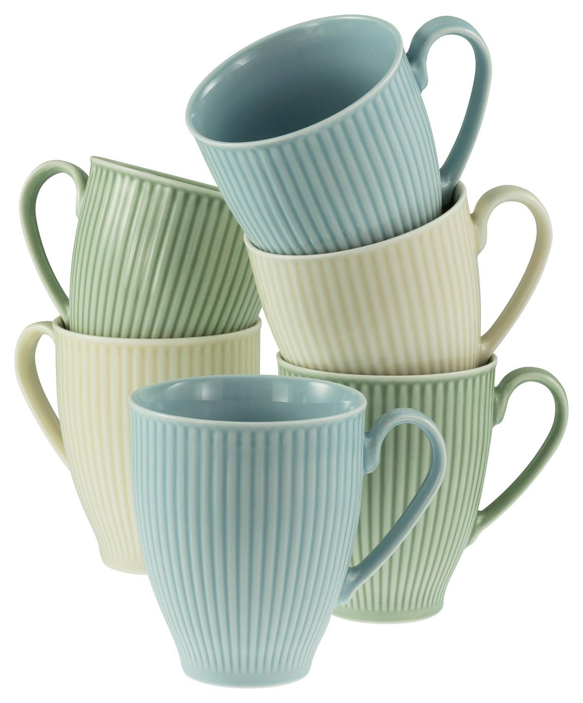 Set Skodelic Valencia, 6-Delni - pastelno modra/krem barve, Basics, keramika - Creatable