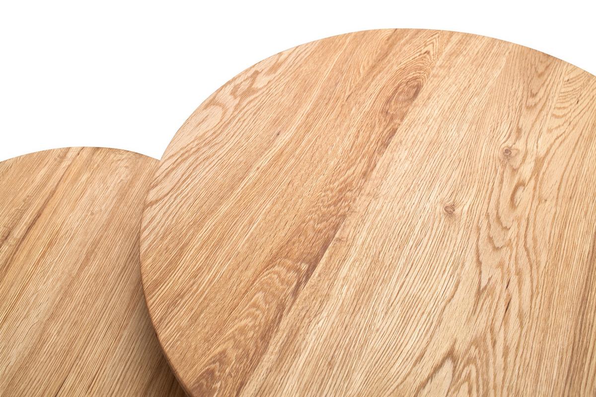 ZESTAW STOLIKÓW KAWOWYCH GENNY - kolor dębowy/kolor naturalny, Modern, drewno (40-50/40-50/40-45cm) - Xora