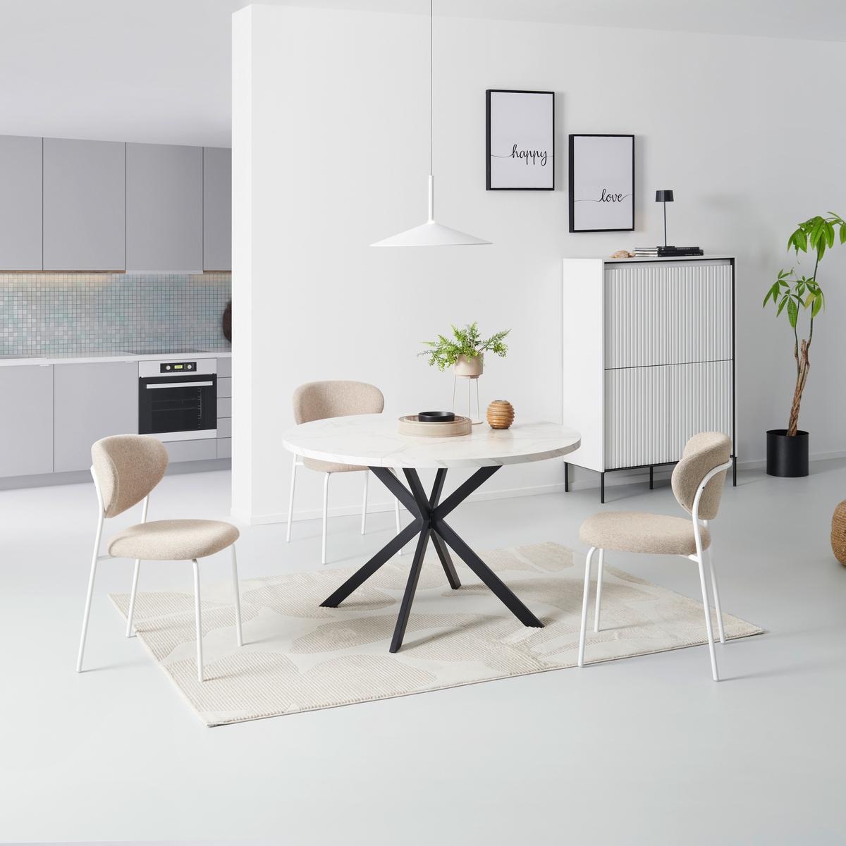 STÓŁ DO JADALNI MONTE - czarny/biały, Modern, materiał drewnopochodny/metal (120/120/75cm) - MID.YOU