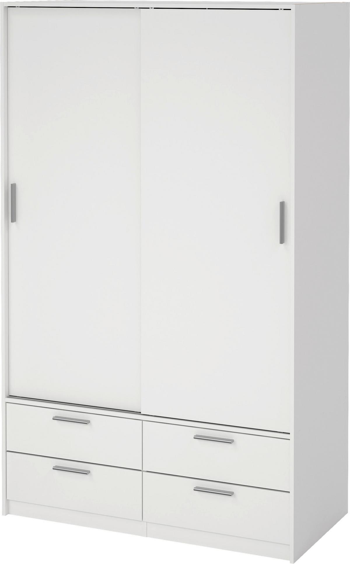 Omara Z Drsnimi Vrati Line, Bela - srebrne barve/bela, Moderno, kovina/leseni material (121,2/200/60,3cm) - MID.YOU