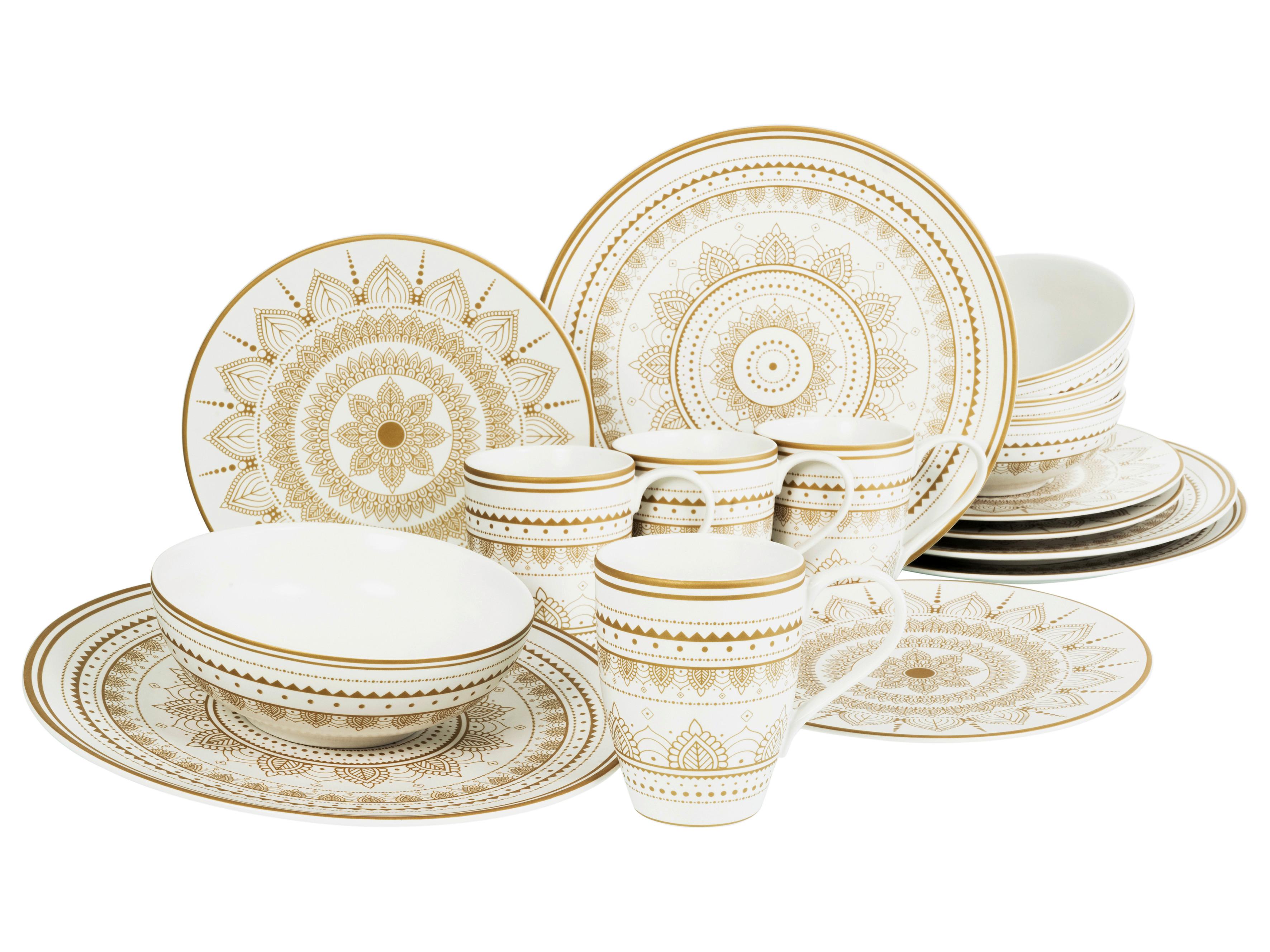 Kombinirani Servis Mandala, 16-Delni - zlate barve/bela, keramika - Creatable