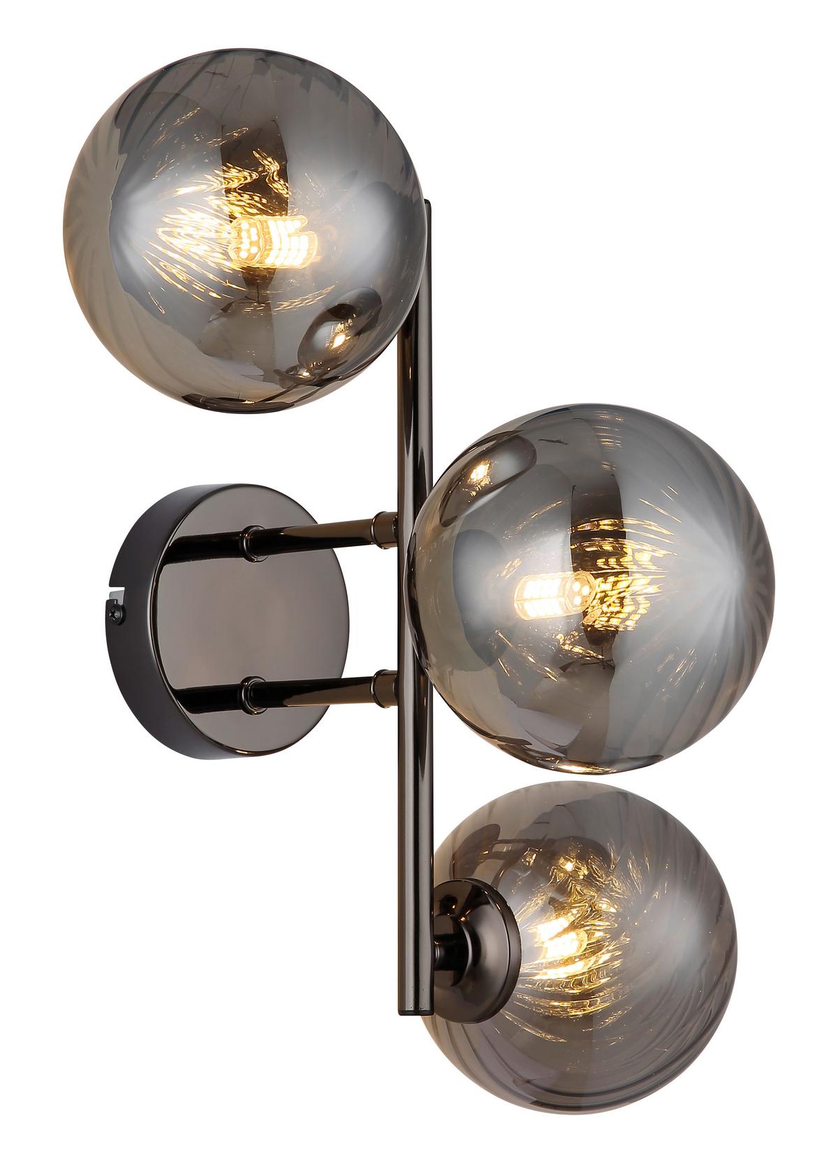 WANDLEUCHTE 56146WG CONOR - Schwarzchrom/Grau, Design, Glas/Metall (36/28/25cm) - Globo