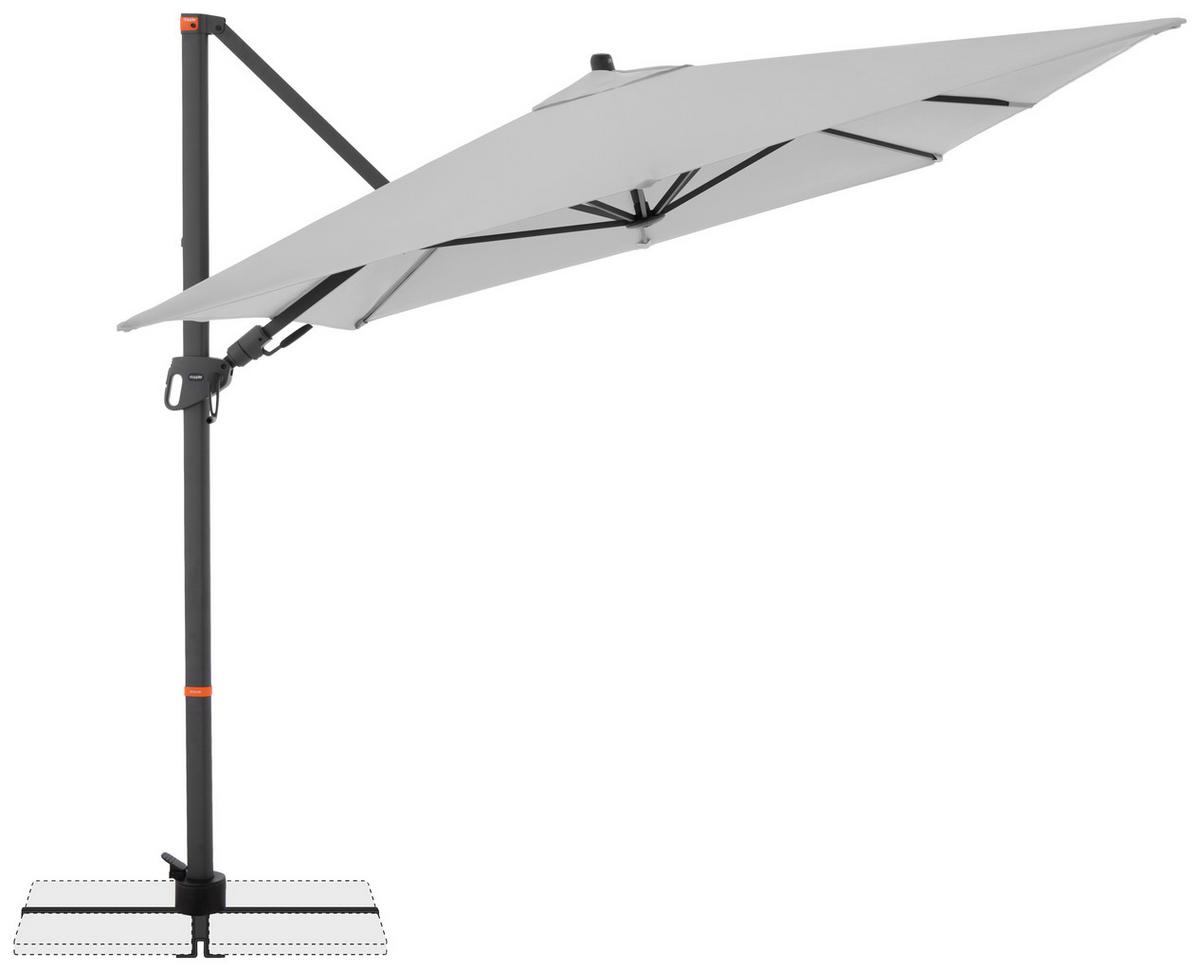 Ampelschirm Myzone Hellgrau ca. 320x240cm - Anthrazit/Hellgrau, Basics, Textil/Metall (320/240cm) - Doppler