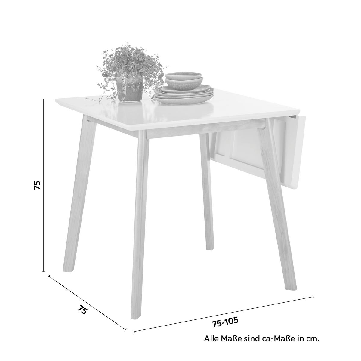 Esstisch in Naturfarben/Weiß - Weiss/Naturfarben, Modern, Holz/Holzwerkstoff (75/75-105/75cm) - Mömax