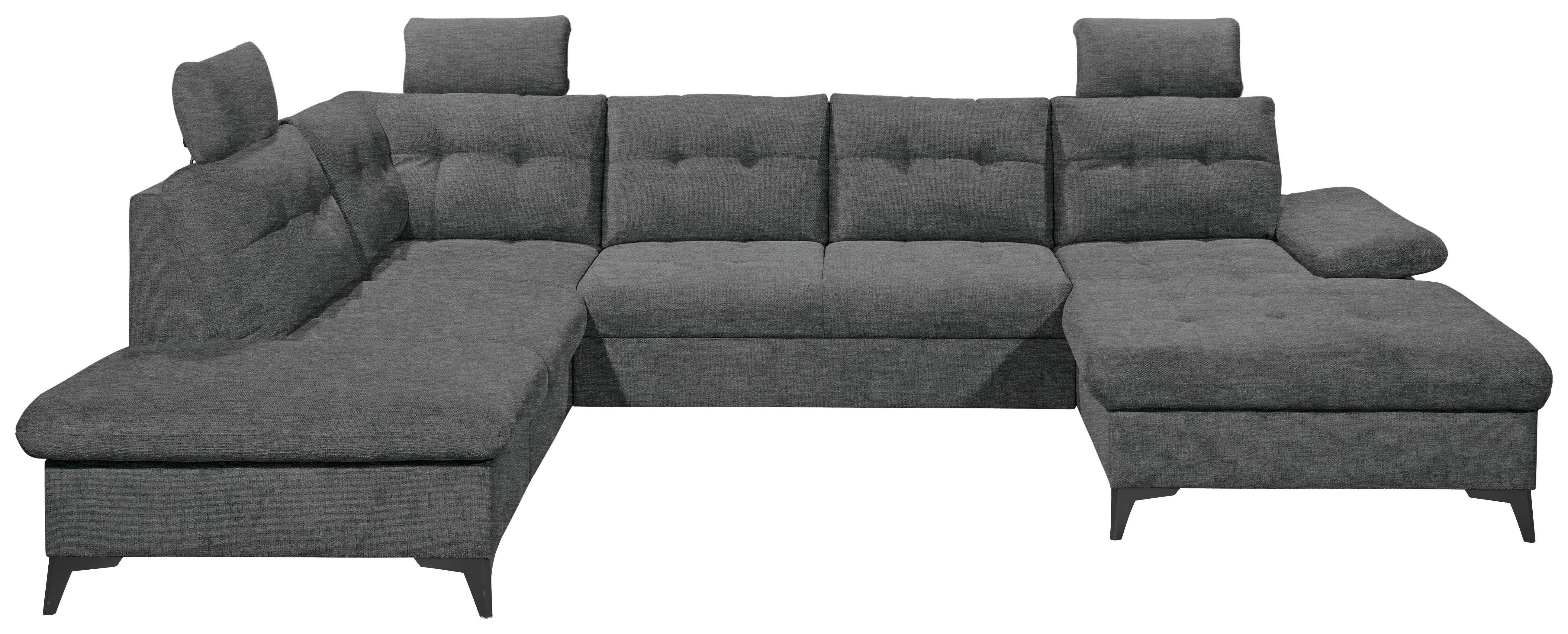 Wohnlandschaft Durban U ca. 218x324x170 cm Graphit - Graphitfarben/Schwarz, KONVENTIONELL, Kunststoff/Textil (218/324/170cm) - MID.YOU