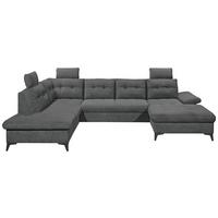 Wohnlandschaft Durban U ca. 218x324x170 cm Graphit - Graphitfarben/Schwarz, KONVENTIONELL, Kunststoff/Textil (218/324/170cm) - MID.YOU