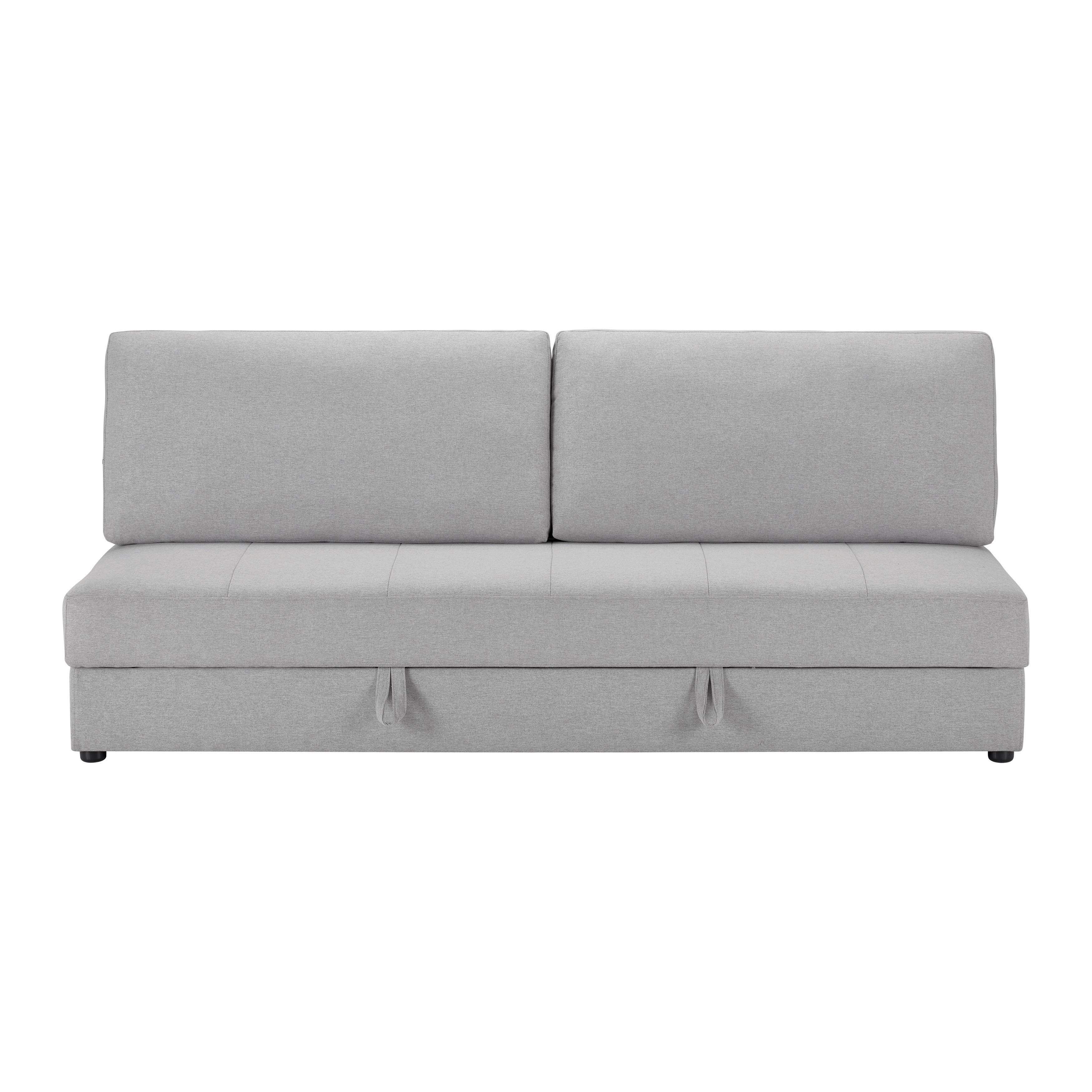 Schlafsofa Claudio Hellgrau Webstoff - Hellgrau/Schwarz, MODERN, Holz/Kunststoff (200/85/93cm) - Bessagi Home