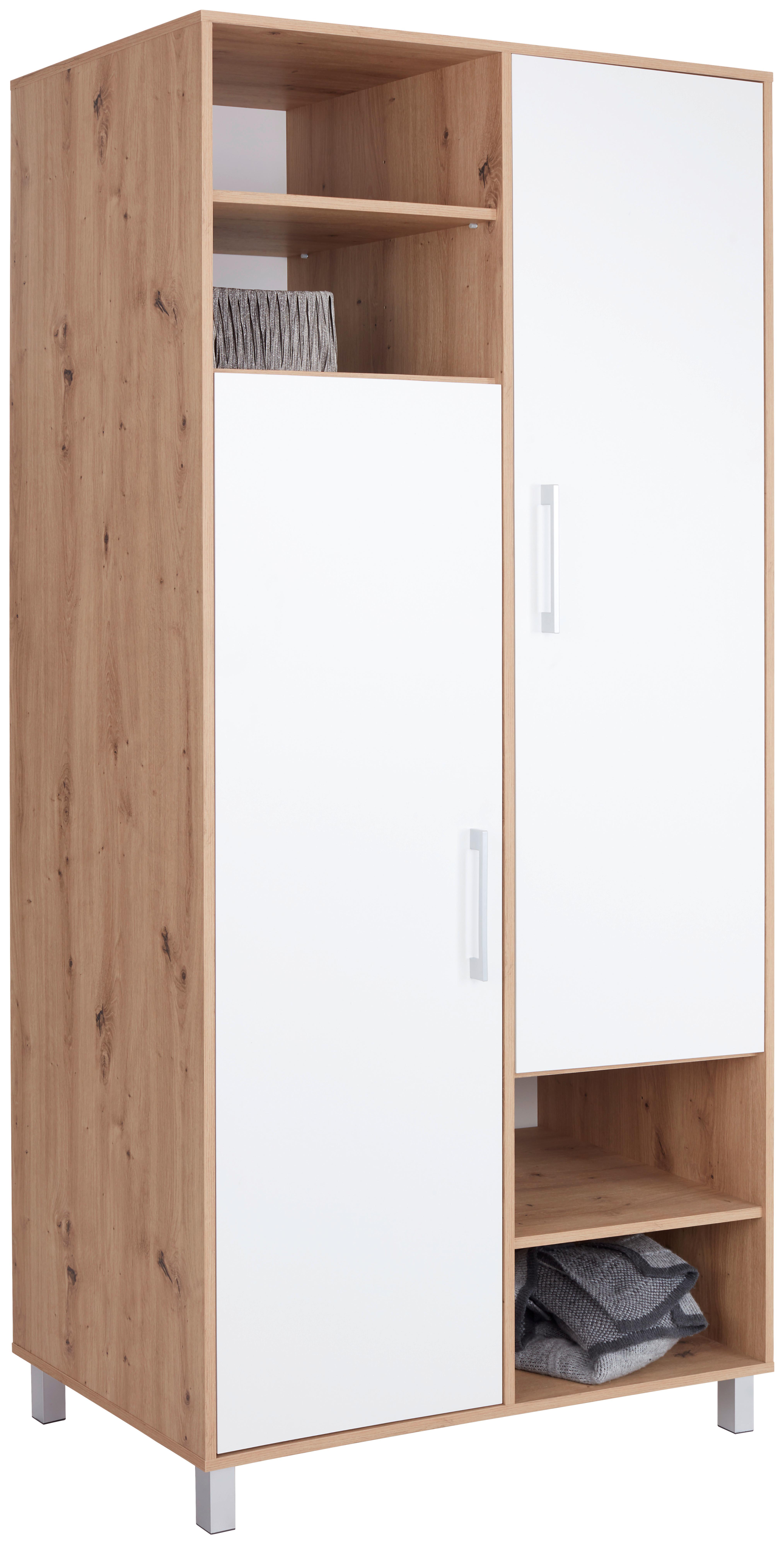 Ormar Za Odjeću Box - bijela/hrast Artisan, Moderno, drvni materijal/plastika (98/205/55cm) - Modern Living