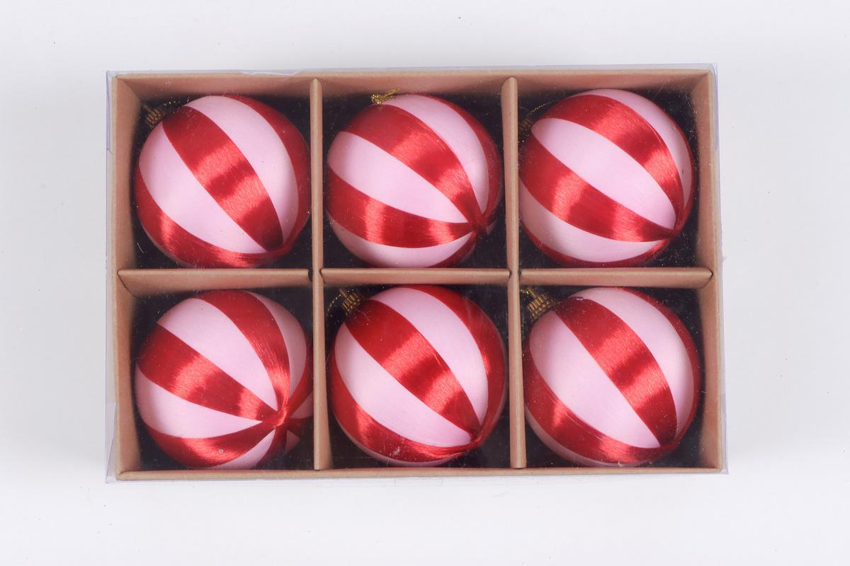 Christbaumkugel-Set Lucia Rot/Hellrosa 6 Stk. - Hellrosa/Rot, Kunststoff (4cm) - Mömax