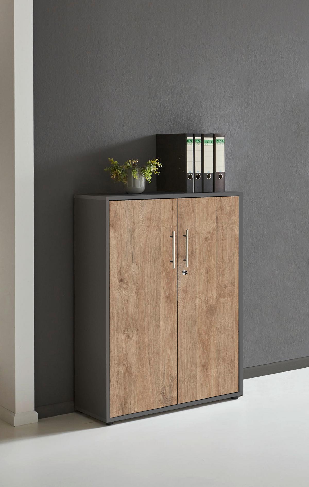 AKTENSCHRANK OFFICE EDITION - Eichefarben/Anthrazit, LIFESTYLE, Holzwerkstoff (84,4/113,6/33cm) - MID.YOU